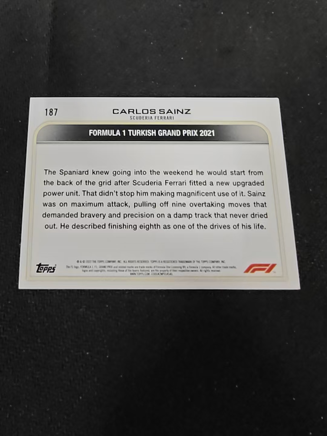 2022 Topps Chrome F1 Carlos Sainz 卡洛斯 塞恩斯 法拉利 划痕 边角瑕疵 @187