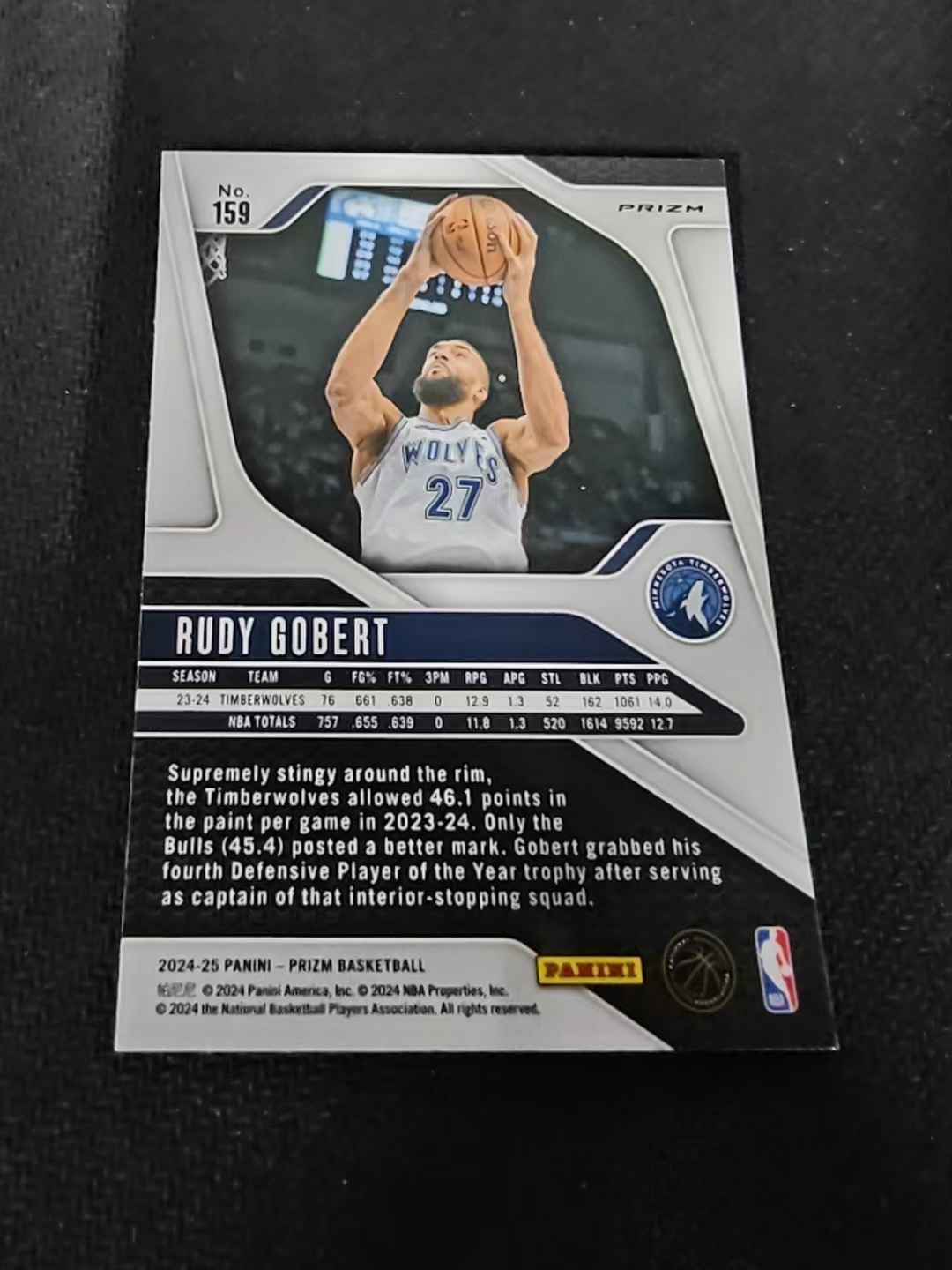 2024-25 Panini Prizm rudy gobert 森林狼 鲁迪 戈贝尔 绿碎冰 PZ 划痕 边角瑕疵 #159