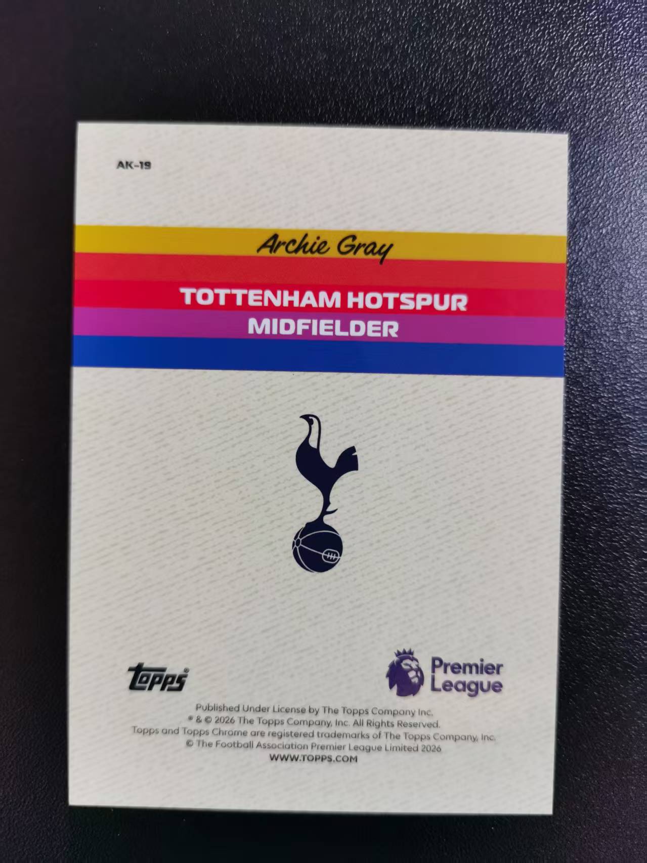 2026 Topps Chrome Archie Gray 阿奇格雷 热刺 活力四射特卡 TC英超 彩虹折 收藏凑套 卡品如图 免费代拍CC02