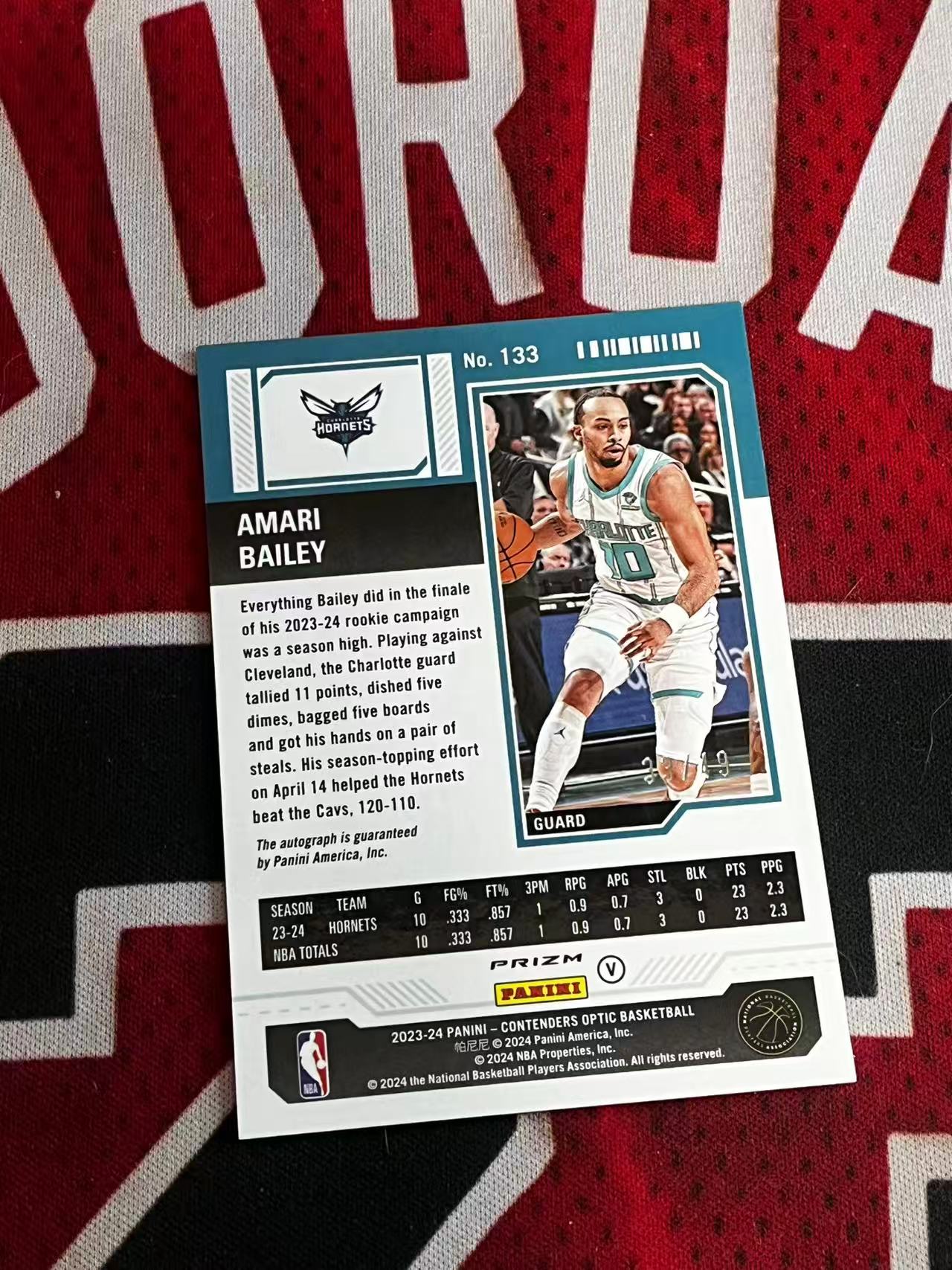 【接寄拍】2023-24 PANINI CONTENDERS OPTIC 球票系列 黄蜂 新秀RC 阿马里贝利 49编 签字卡 卡签 正新秀球票签字卡 蓝折 折射 专收凑套必备【烂臭嘴拍卖】