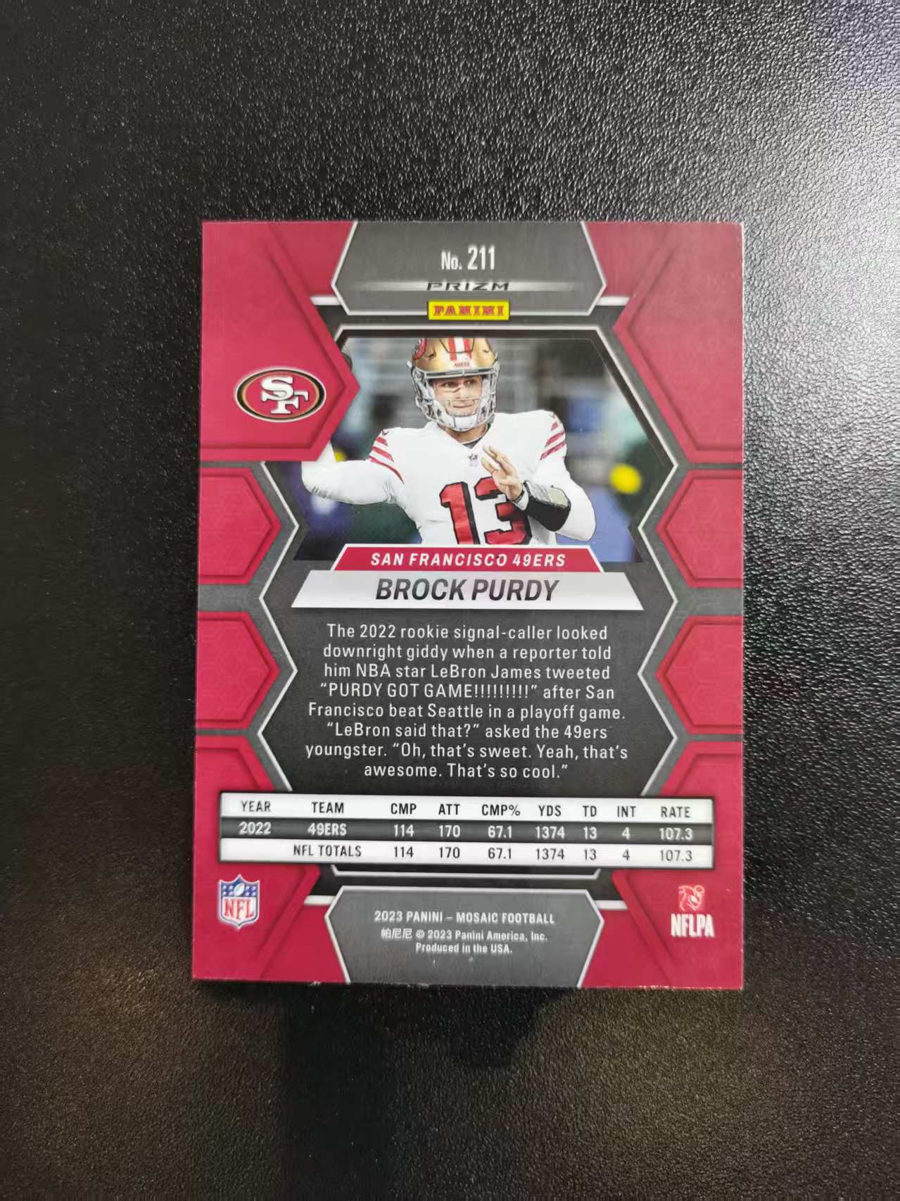 2023 Panini Mosaic Brock Purdy 布洛克普尔迪 橄榄球马赛克 NFL 折射 收藏凑套 卡品如图 免费代拍CC15