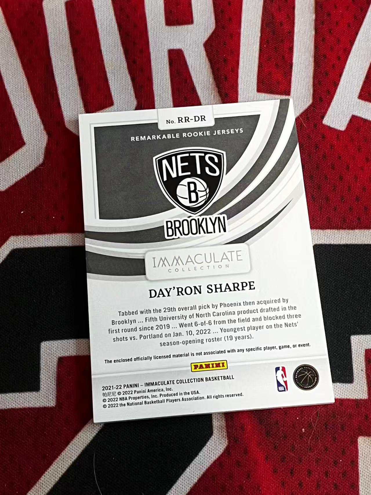 【接寄拍】2021-22 PANINI IMMACULATE 爱咪咪高端系列 篮网 新秀RC 戴罗恩夏普 99编 GU 新秀球衣物料切割 衣料实物卡 专收凑套必备【烂臭嘴拍卖】