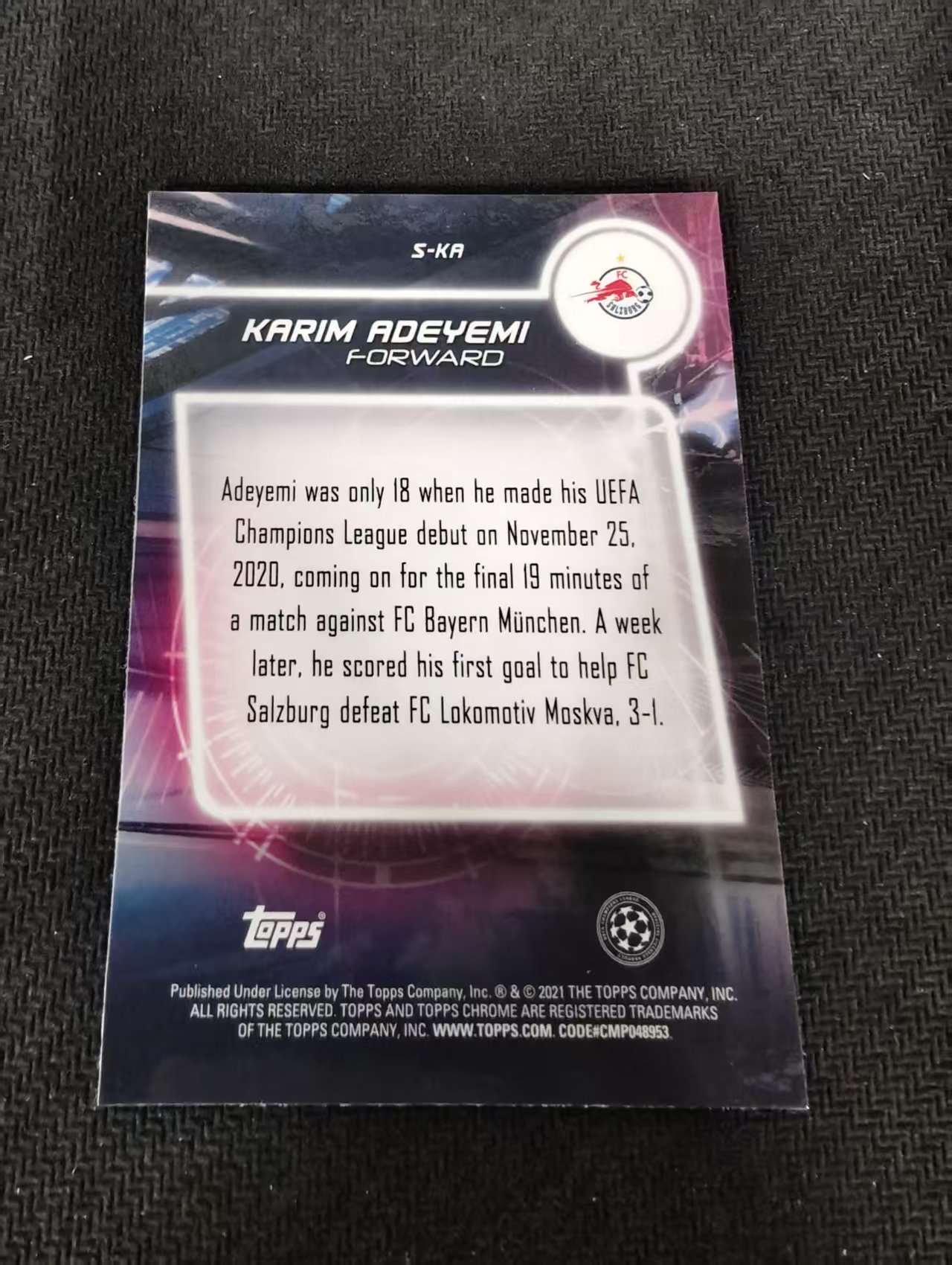 【可合并,不累计】2021 Topps Chrome Karim Adeyemi RC 卡拉姆 安德米 新秀 红牛 欧冠 银折 不保卡品 介意勿拍
