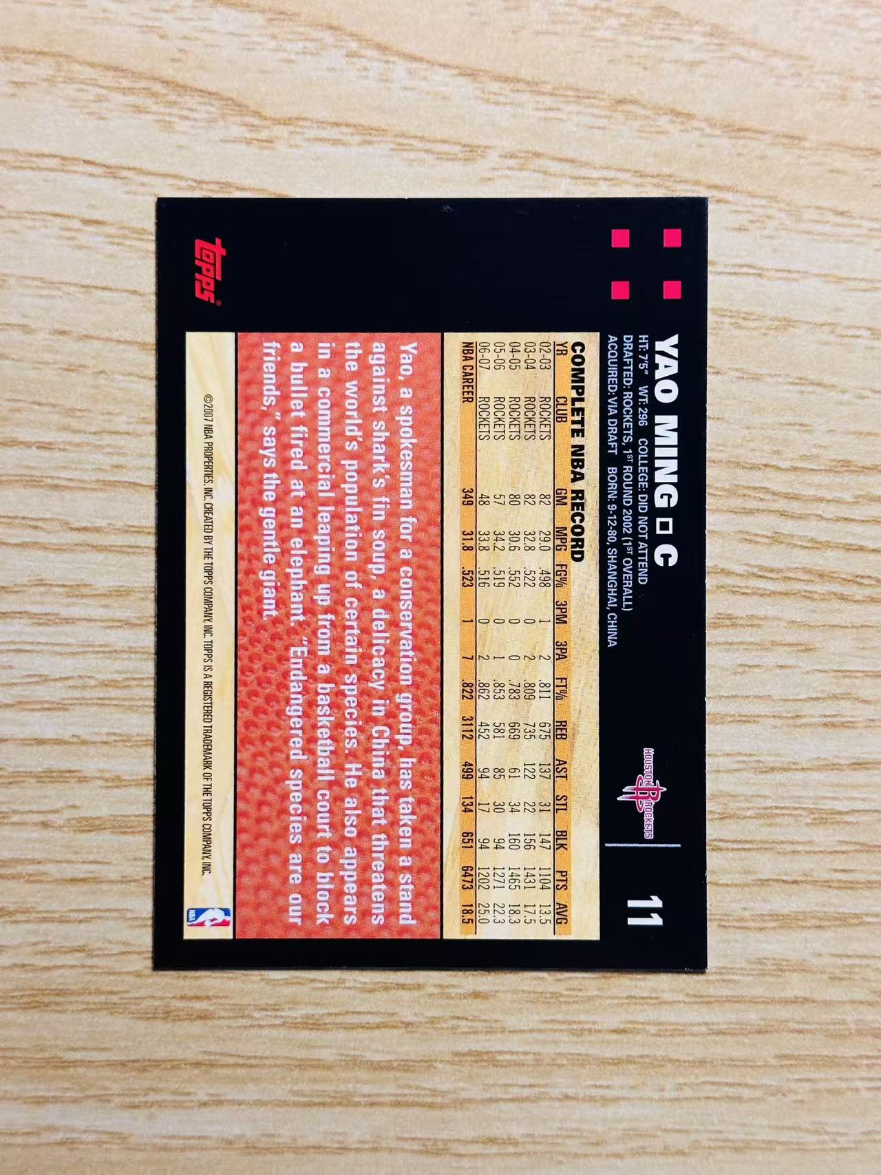 2007 Topps nba Yao Ming 嘿嘿代卖 老卡 老特 50周年 实卡精美 姚明 小巨人 特卡 火箭 收藏必备