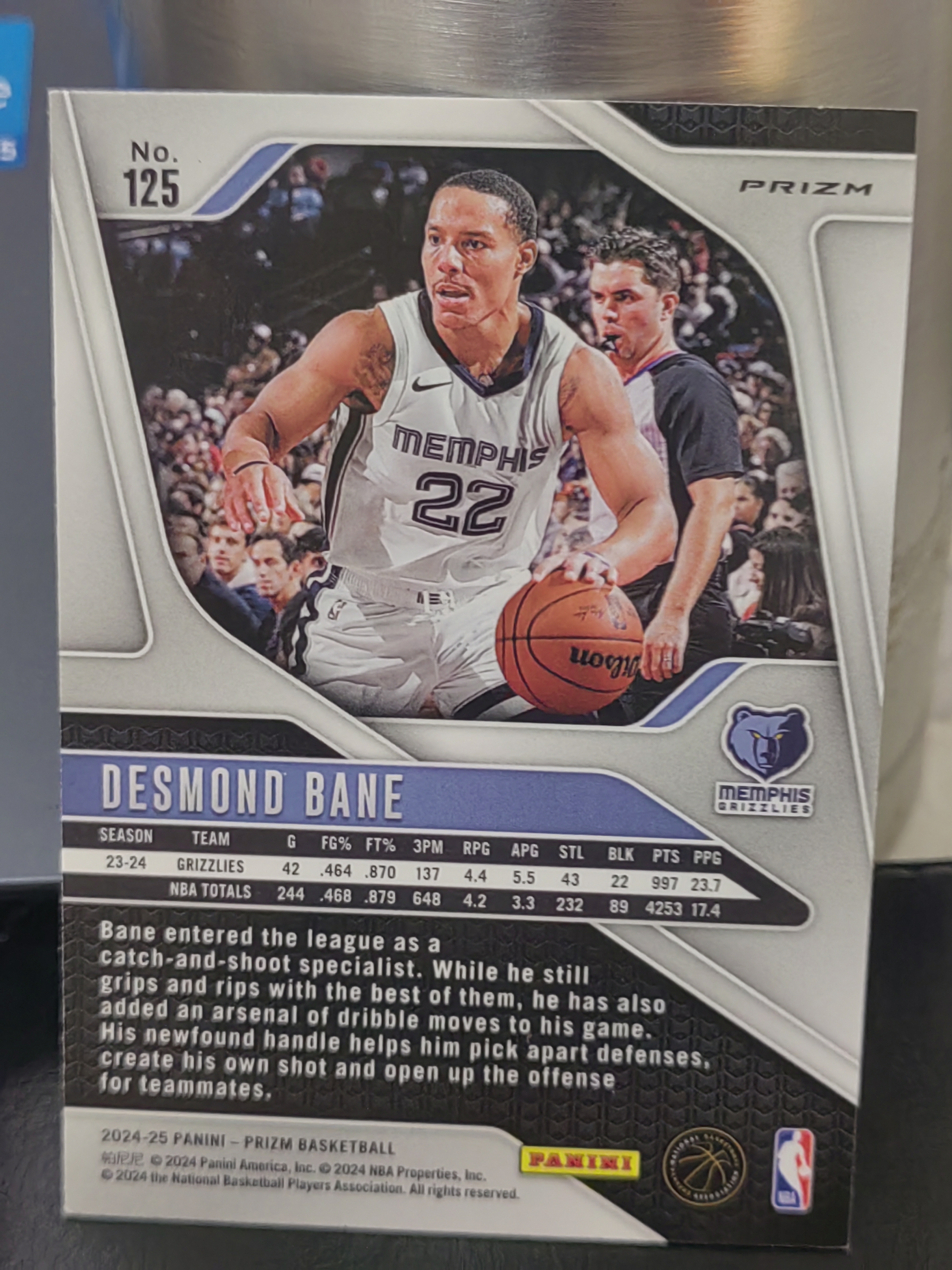 2024-25 Panini Prizm Desmond Bane PZ 三色折 德斯蒙德贝恩 灰熊 篮 白边白角 不保卡品 卡品如图
