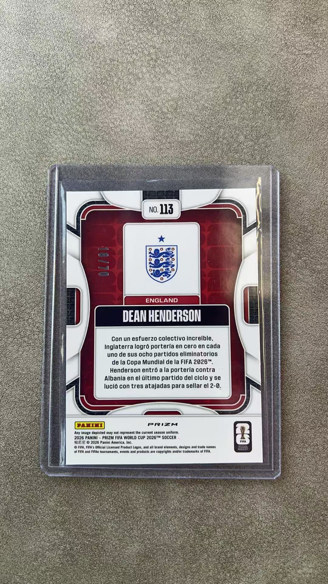 8051【330球星卡实体店代卖】2026 帕尼尼 PRIZM WORLD CUP 世界杯 Dean Henderson 迪恩 亨德森 英格兰 墨西哥鹰折 18/70编 仅顺丰寄付 (UK23)