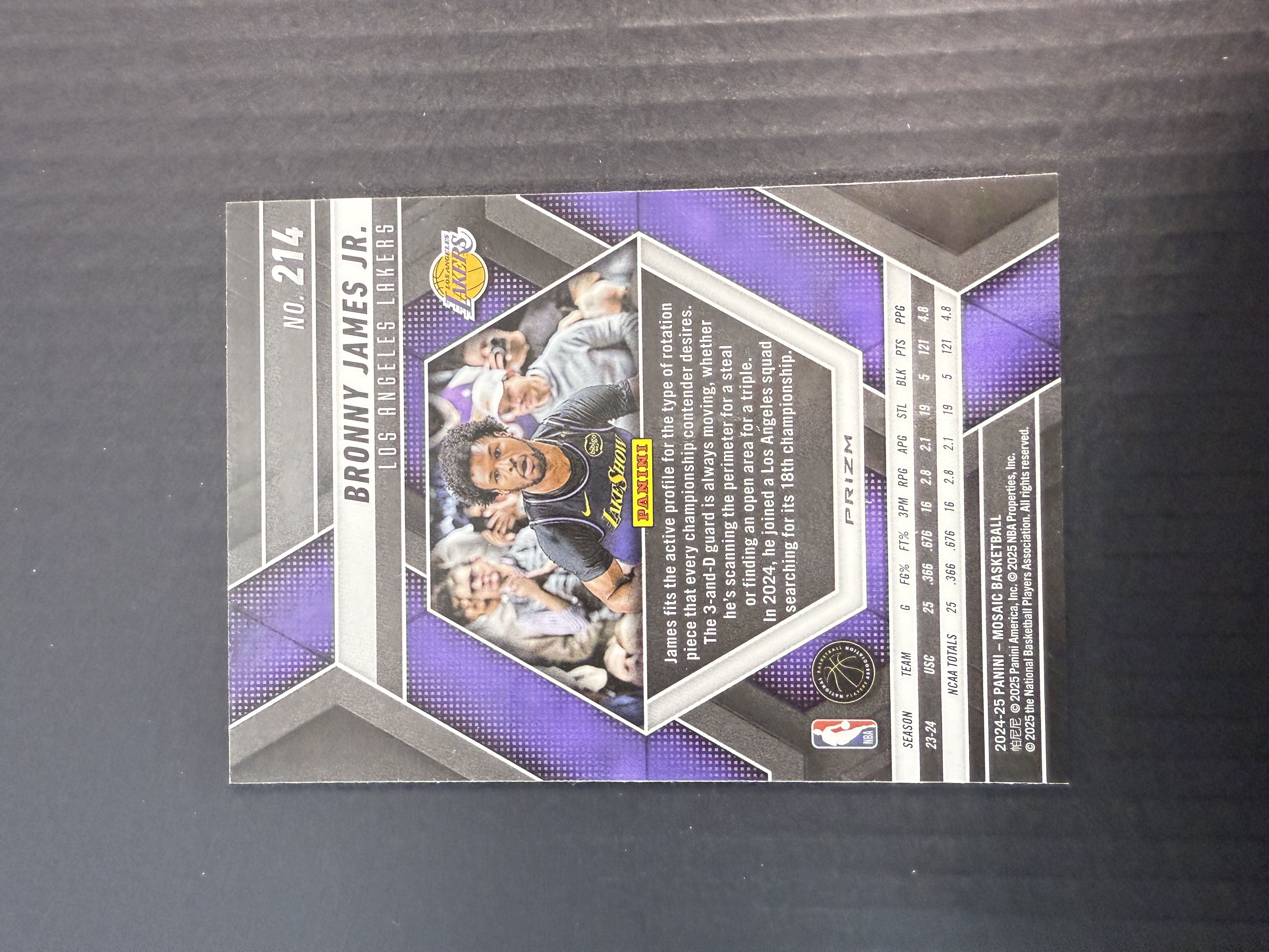 【GOAT山羊拍卖】航 2024-25赛季 马赛克mosaic系列 布朗尼詹姆斯 新秀银马赛克折 湖人新星 品相如图