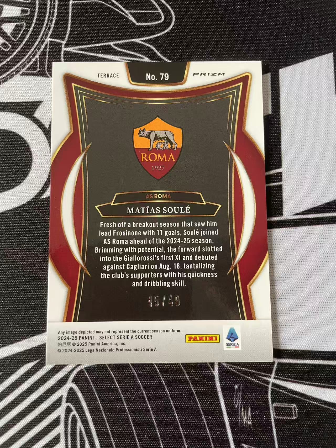 2024-25 Panini Select Serie A Matias Soule 帕尼尼 意甲 SE 罗马 索莱 索莱尔 45/49 紫折 尤文 阿根廷 卡品如图 凑套必备
