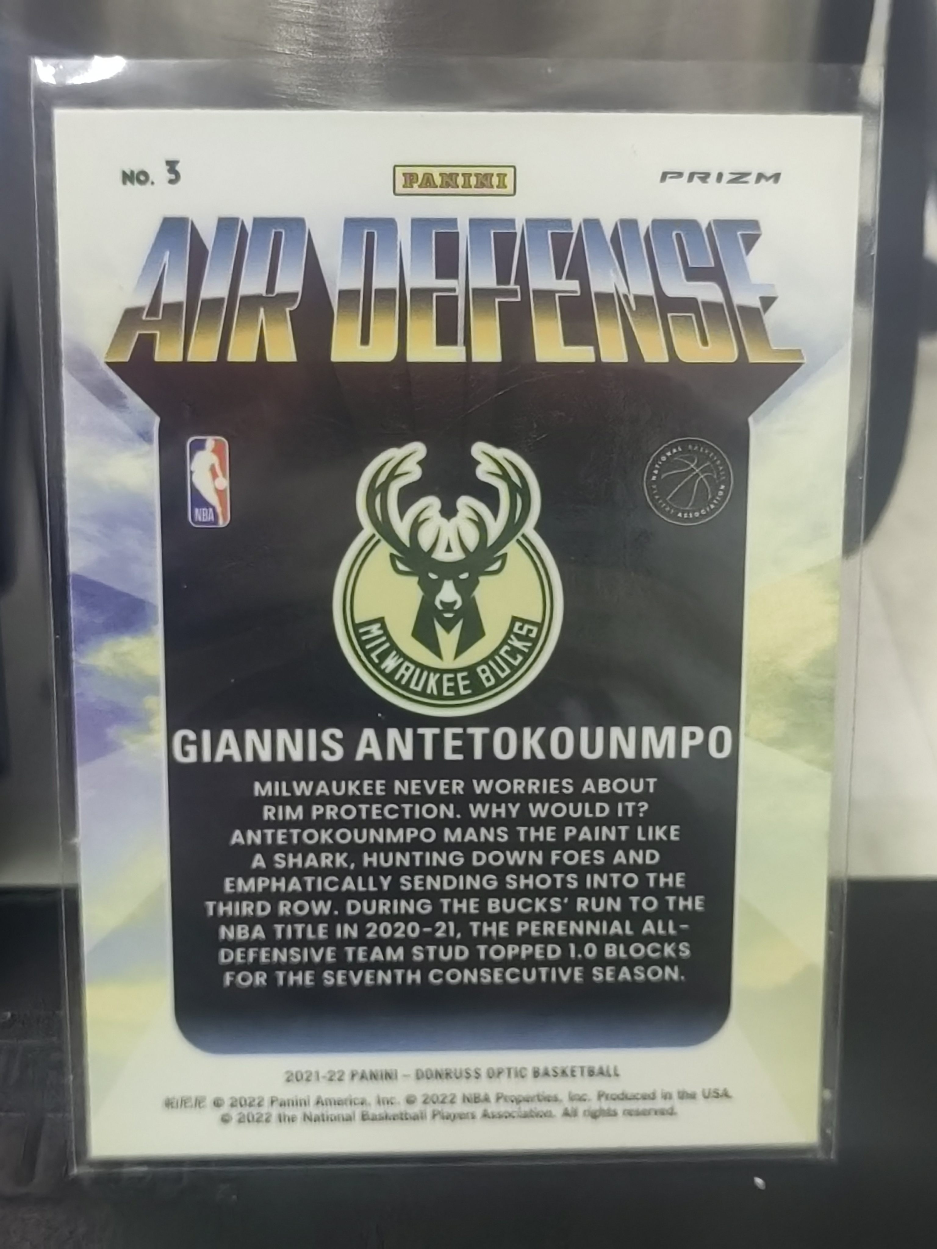 2021-22 Panini Donruss Optic Giannis Antetokounmpo 杜蕾斯op 阿德托昆博 字母哥 特卡 AIR DEFENSE 篮 白边白角 不保卡品