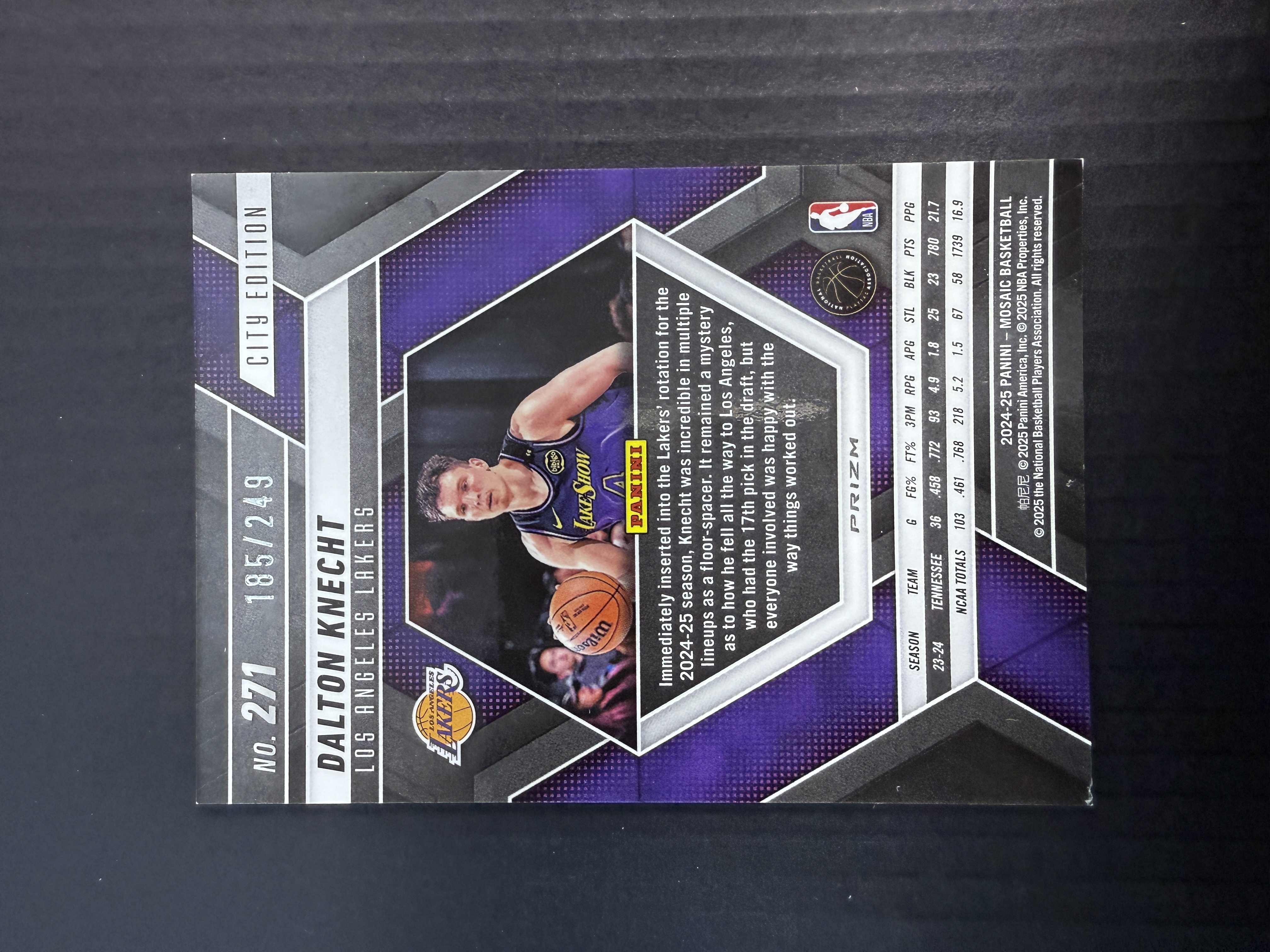 【GOAT山羊拍卖】航 2024-25赛季 马赛克mosaic系列 克内克特 新秀橙马赛克折city特卡 /249 湖人新星 品相如图