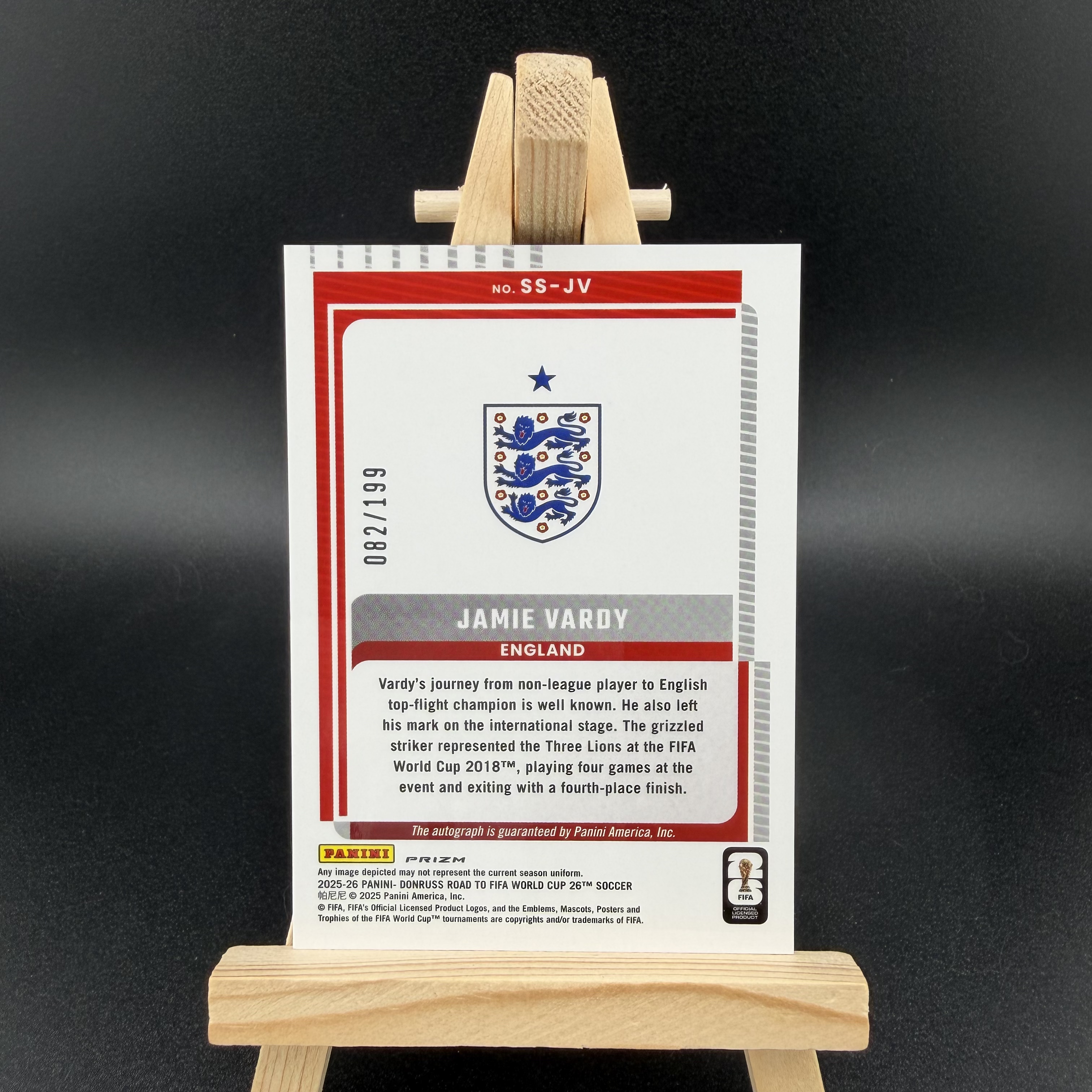 2025-26 Panini Donruss Road to World Cup Jamie Vardy 世界杯之路 英格兰 瓦尔迪 签字 蓝折 082/199编 卡品如图 【陌浪小程】