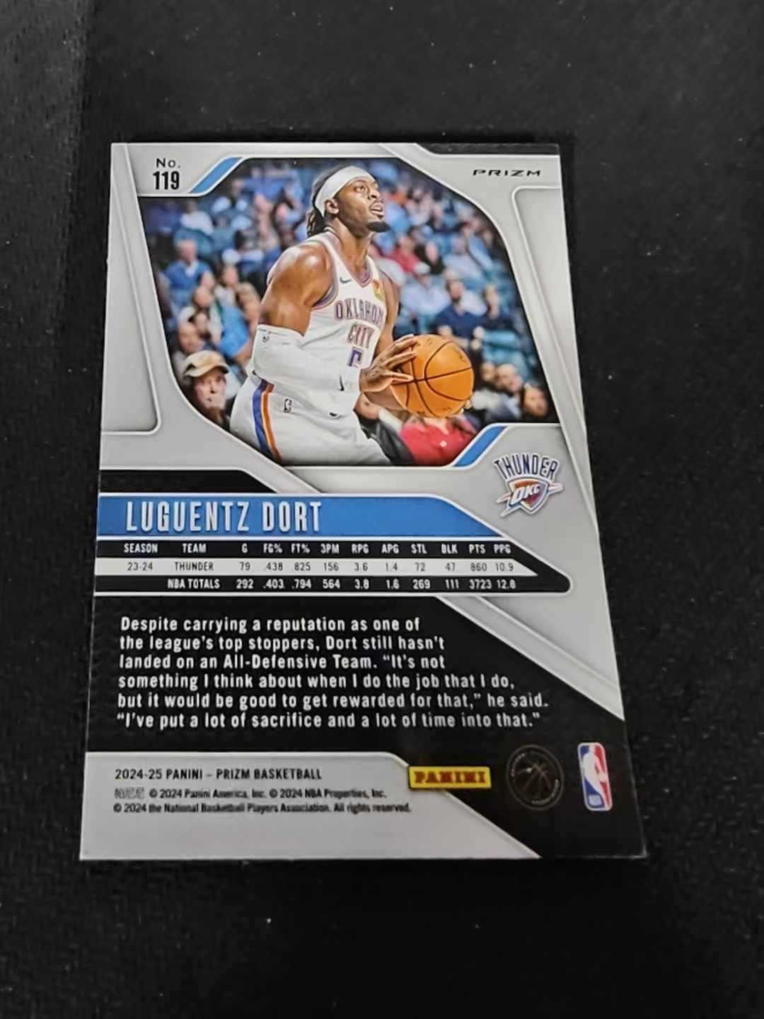 2024-25 Panini Prizm Luguentz Dort 卢根兹 多特 雷霆 绿折 PZ 划痕 边角瑕疵 #119