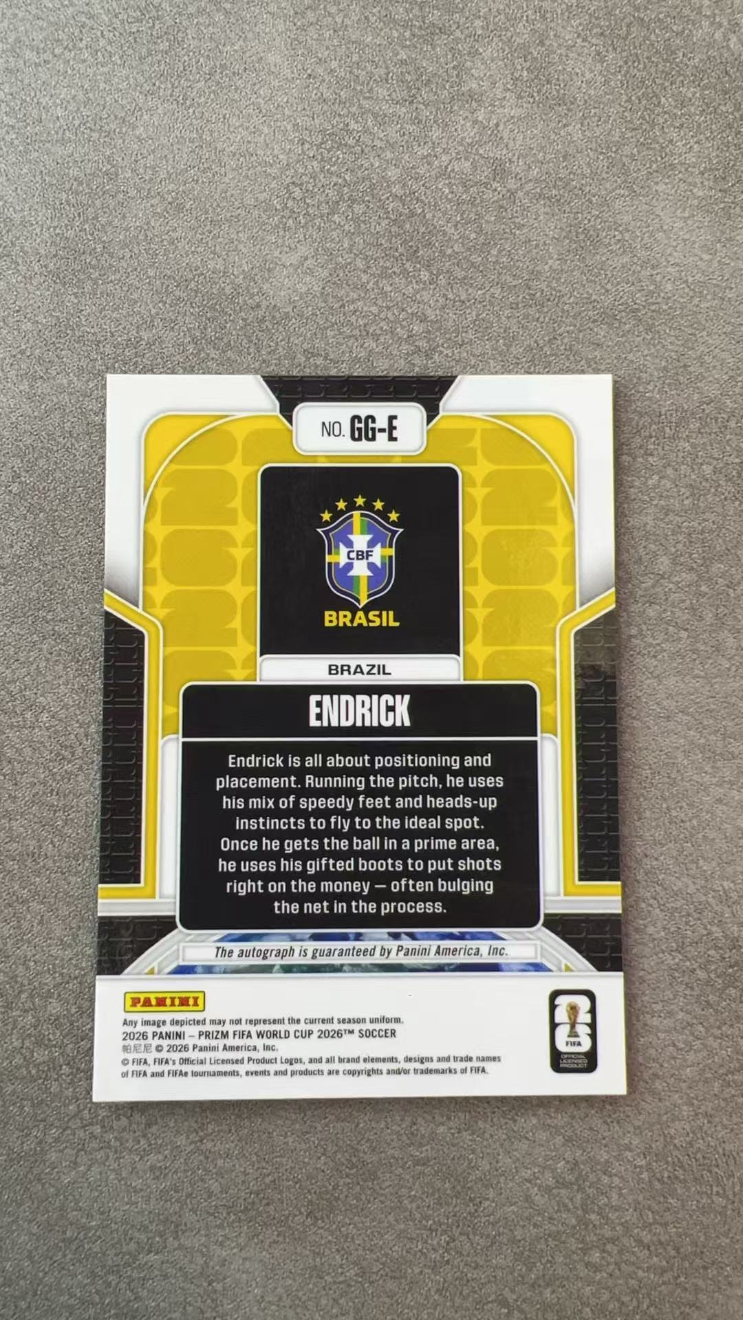 8109【330球星卡实体店代卖】2026 Panini pz世界杯 Prizm Endrick 恩德里克 base 签字 AUTO 全球签 Global Graphs 巴西 (UK23)