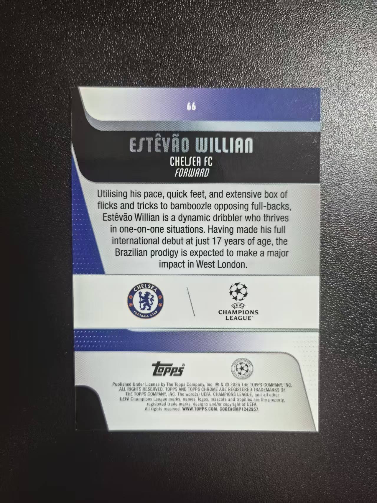 2026 Topps Chrome Estevao Willian 埃斯特旺 切尔西 新秀RC TC欧冠 收藏凑套 卡品如图 免费代拍CC18