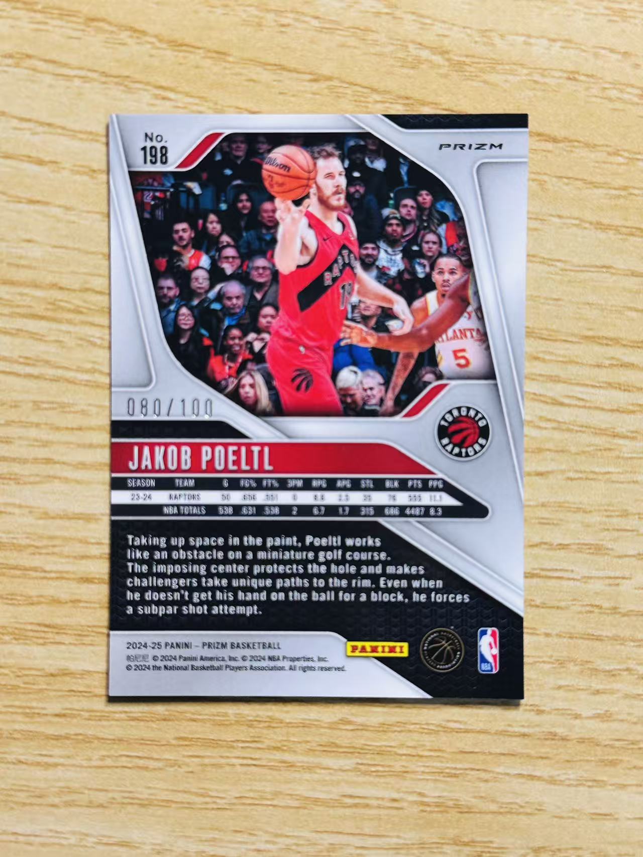 2024-25 Panini Prizm Jakob Poeltl 嘿嘿代卖 雅各布 珀尔特尔 红泡泡折 100编 猛龙收藏必备