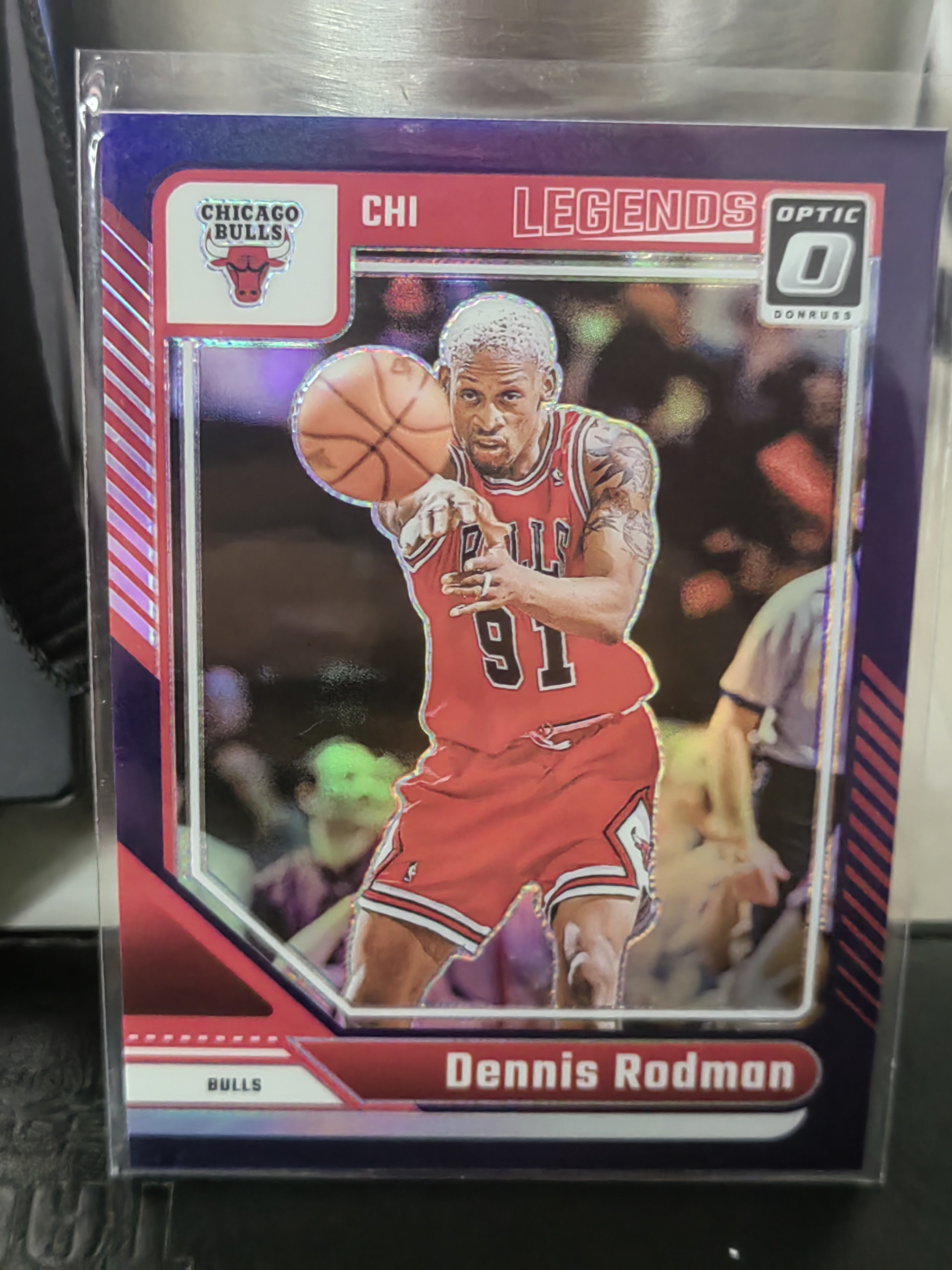 2024-25 Panini Donruss Optic Dennis Rodman 杜蕾斯OP 丹尼斯 罗德曼 公牛 大虫 紫折 篮 白边白角 不保卡品 卡品如图