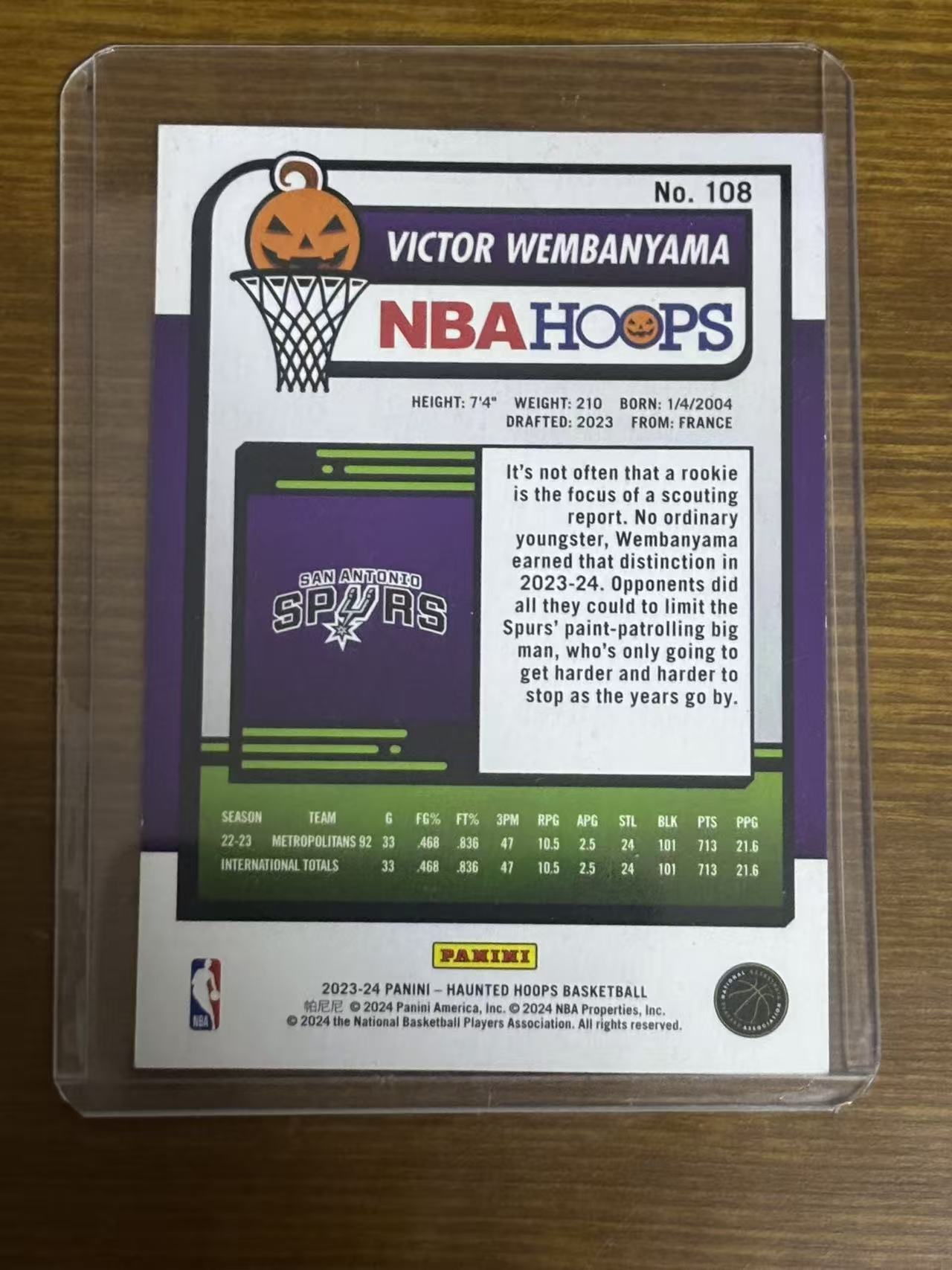 2023-24 Panini NBA Hoops Victor Wembanyama RC 【磊子球星卡】万圣节 马刺 维克托 文班亚马 斑马 新秀 rc 专收必备 瑕疵看图