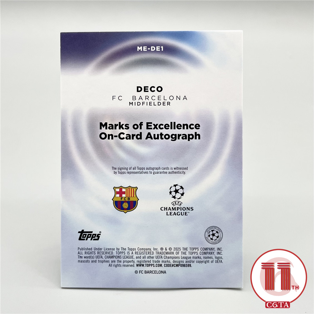 【CGTA 卡签】2025-26 Topps 欧冠Inception盗梦空间 巴萨 德科 33/50编 金折 完美签字 插放版 卓越标志签 卡签 细节如图 葡萄牙 波尔图 切尔西 Deco 越秀山2679088 #xjj#