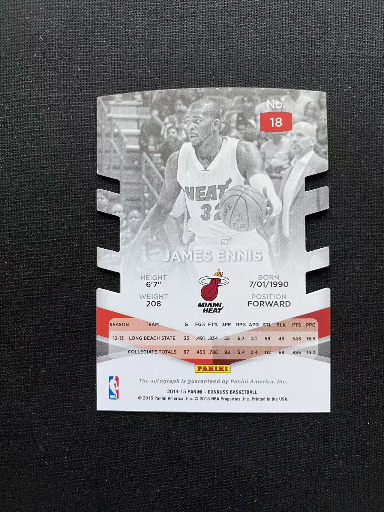 2014-15 Panini Elite James Ennis 精英 热火 詹姆斯 恩尼斯 新秀RC 25编 签字 签名【king#33】