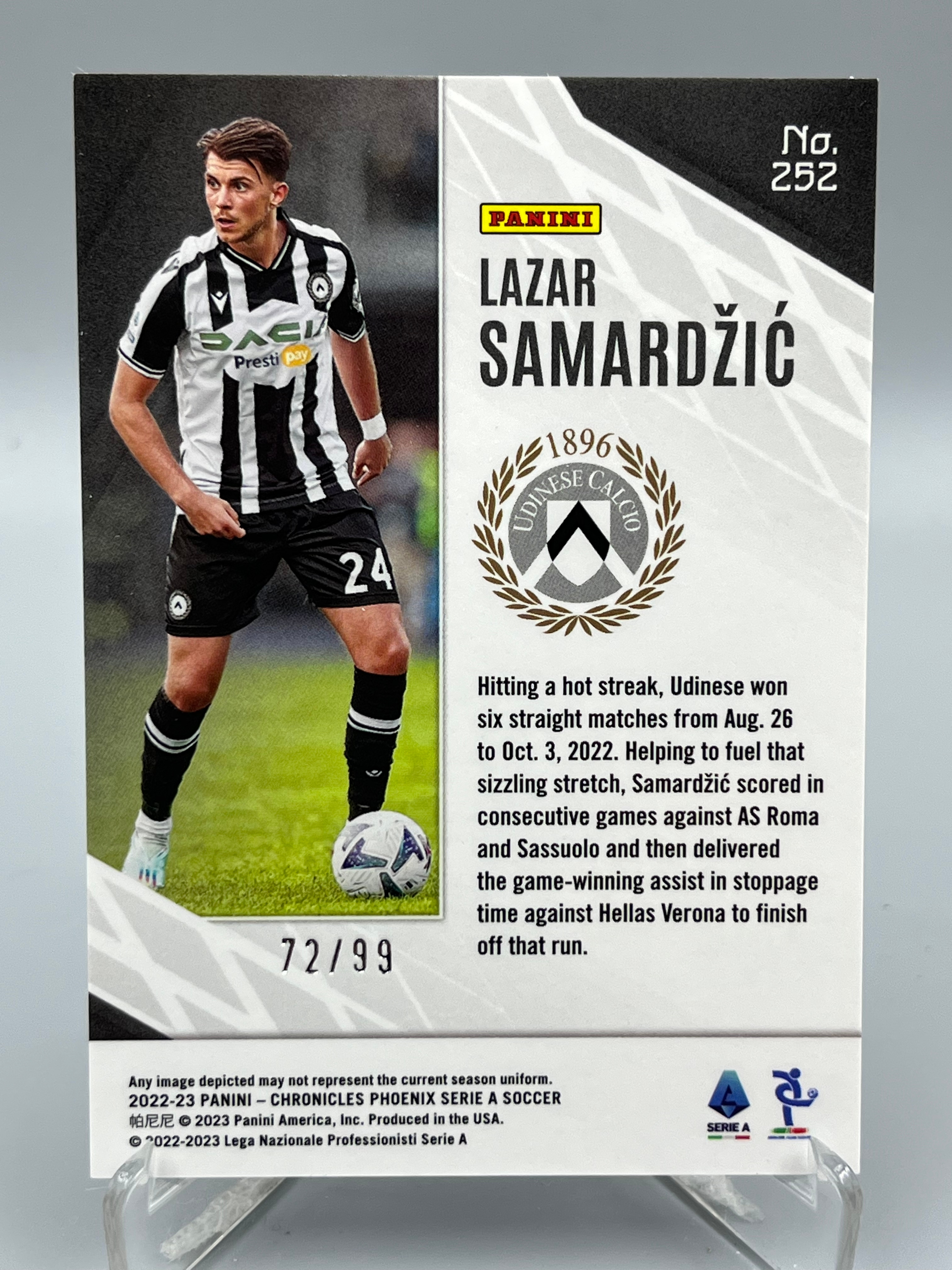 2022-23 Panini Chronicles Lazar Samardzic 意甲 拉扎尔 萨马尔季奇 乌迪内斯 72/99编 编年史 凤凰 塞尔维亚 凑套 折射 收藏必备【暴富 巧儿】y