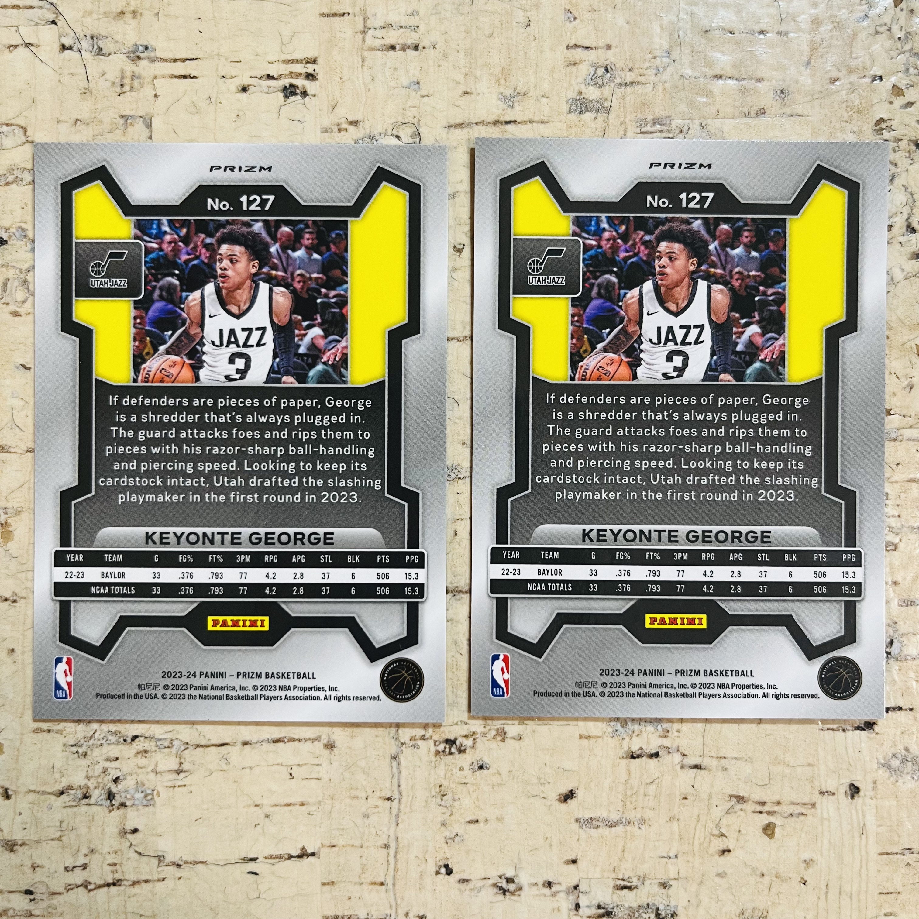 2023-24 Panini Prizm Keyonte George RC 新秀 爵士 基昂特 乔治 正银折 银折射 2张打包 第1组 稀有折射 凑彩虹必备【小卡迷拍卖 可累积半年】