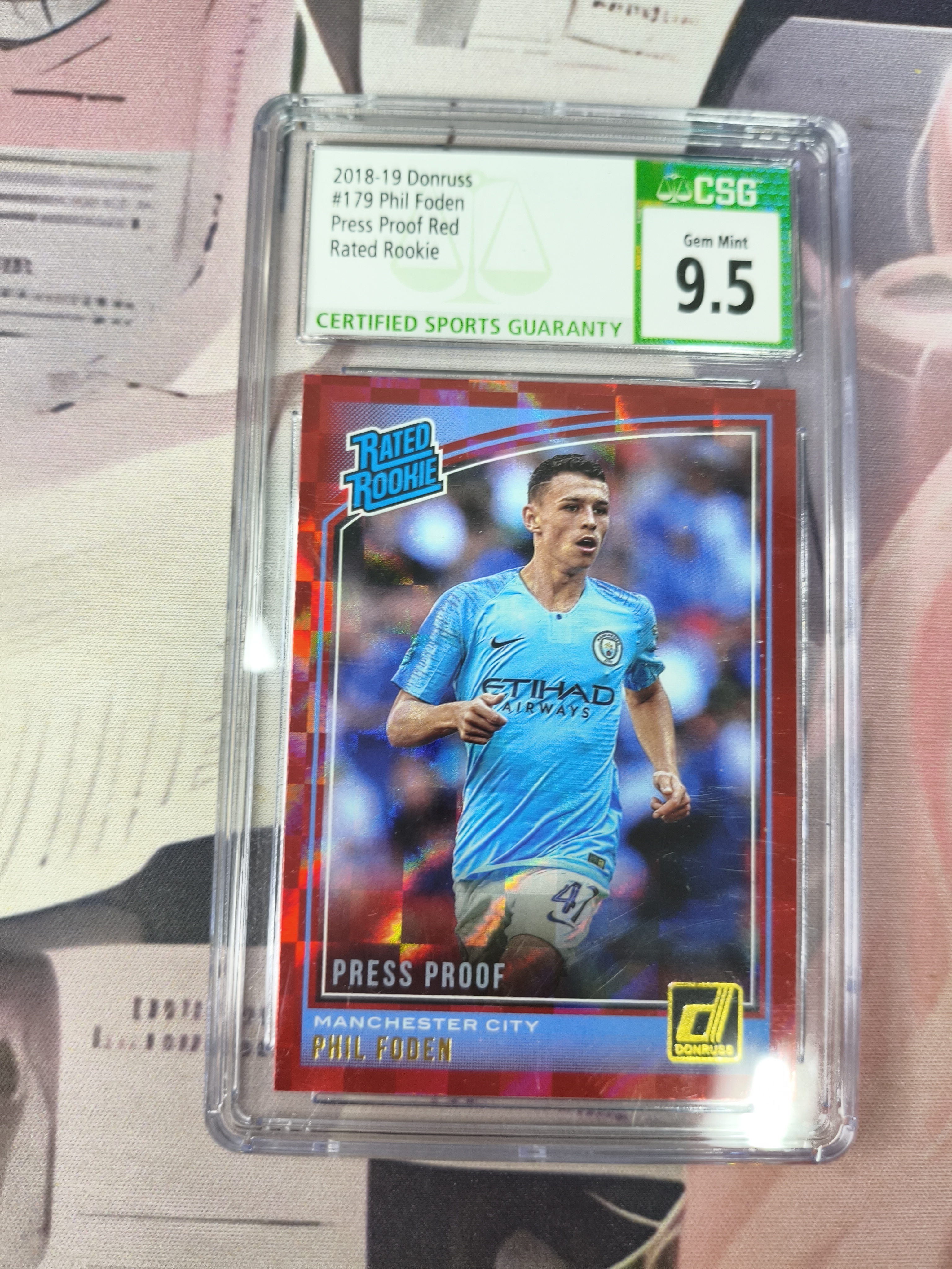 2018-19 Panini Donruss Phil Foden 菲尔 福登 RC 新秀 红格子折 曼城 英格兰 曼城太子 大英帝星 英超四连冠 三冠王 杜蕾斯 CSG9.5