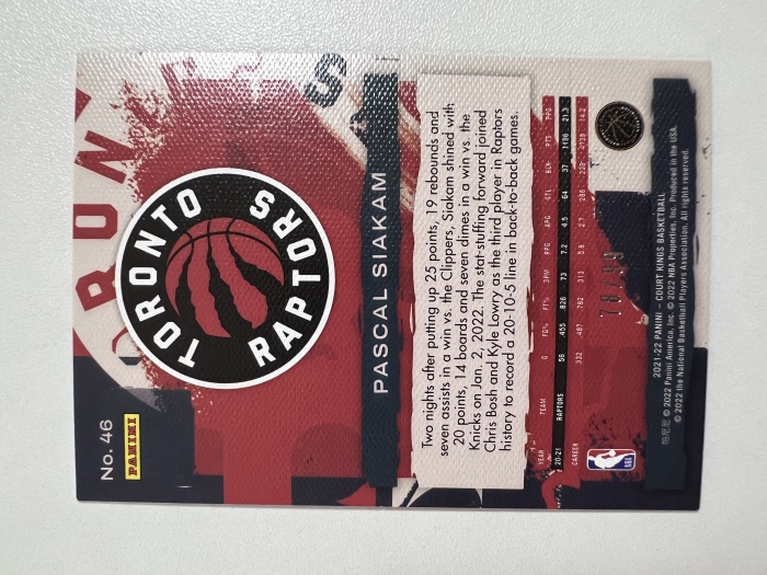 2021-22 Panini Court Kings Pascal Siakam 78/99编 帕斯卡尔 西亚卡姆 猛龙 油画 HH02 收藏凑套 卡品如图
