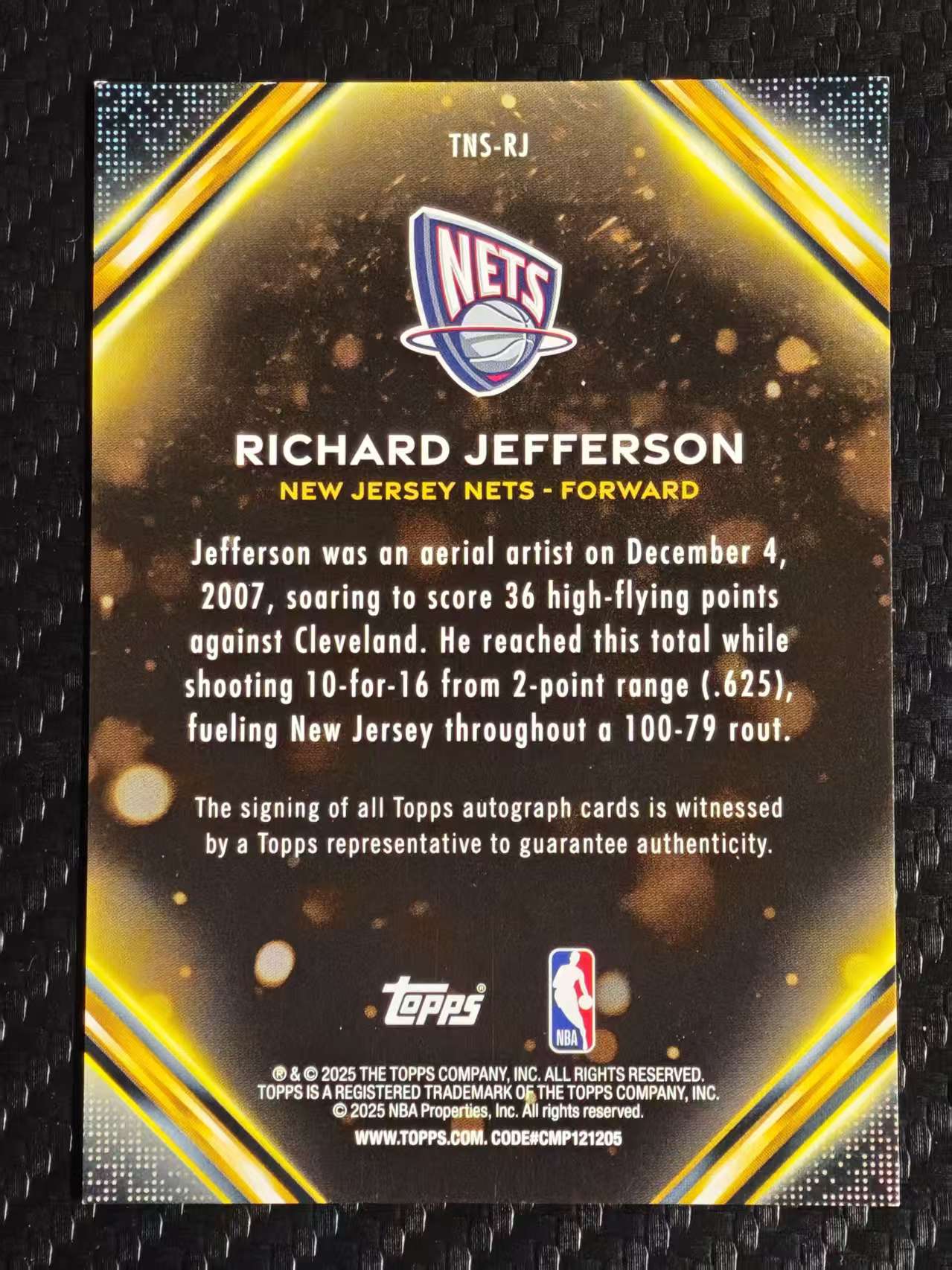 2025 Topps Topps Richard Jefferson 【灯灯拍卡】 理查德·杰斐逊 篮网 topps 元年 10编 全息折 银闪折 成就签 收藏必备(LSY)预