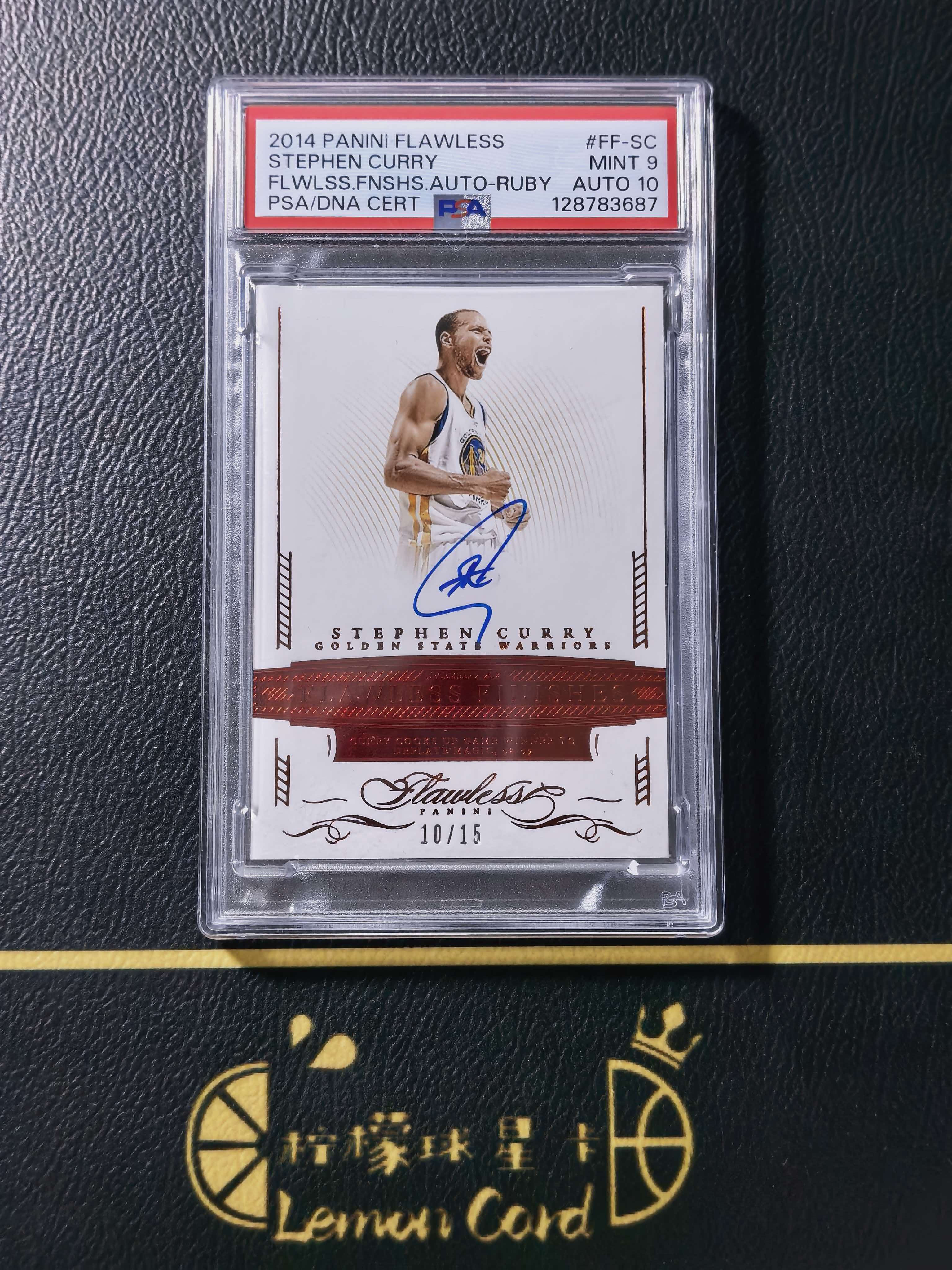 2014-15 Panini Flawless Stephen Curry 【柠檬拍卖】勇士 斯蒂芬 库里 10/15编 签字 红平行 折射 元年 绝杀签 3分绝杀魔术 手提 PSA评级 #皮卡丘