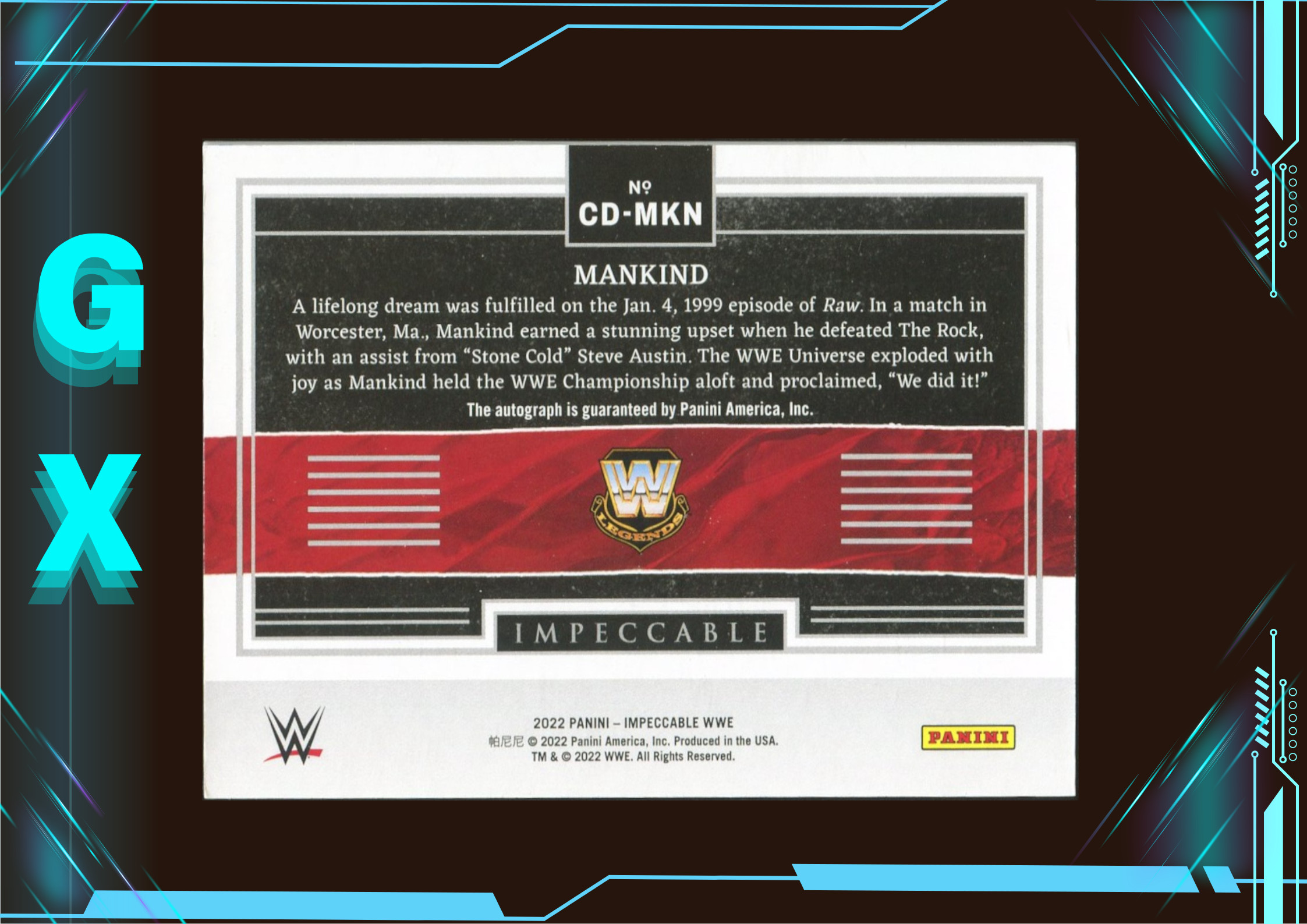 2022 Impeccable WWE 小真金系列 米克弗利 Mankind 硬核之王 12/99编 数据 卡签 签字 !【钩玄卡店】LLS