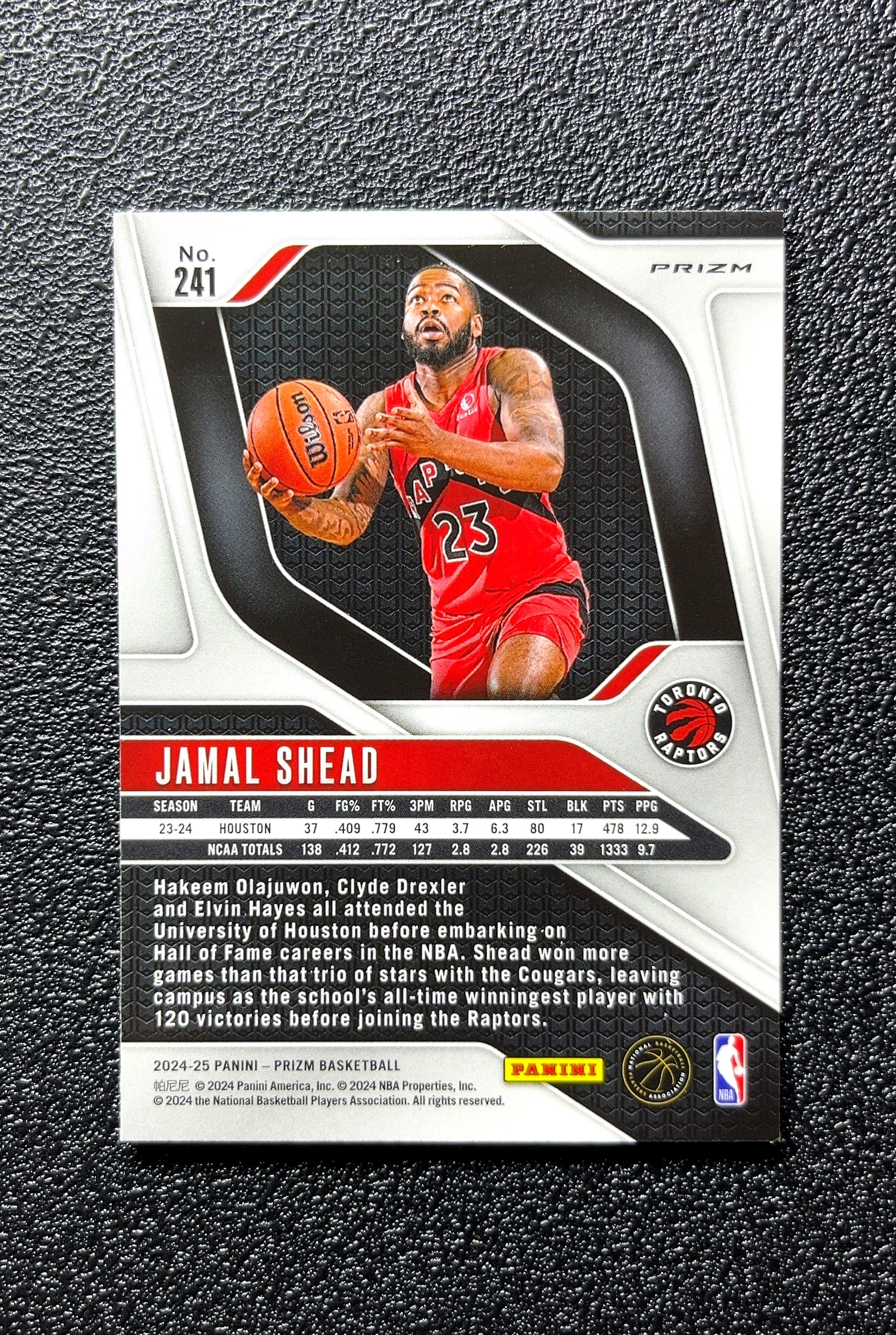 【小白1%代卖】2024-25 Panini Prizm Rookie 新秀 Jamal Shead 贾马尔·谢德 银折 折射 新秀 RC 卡品如图 高价值 #241 Toronto 0712