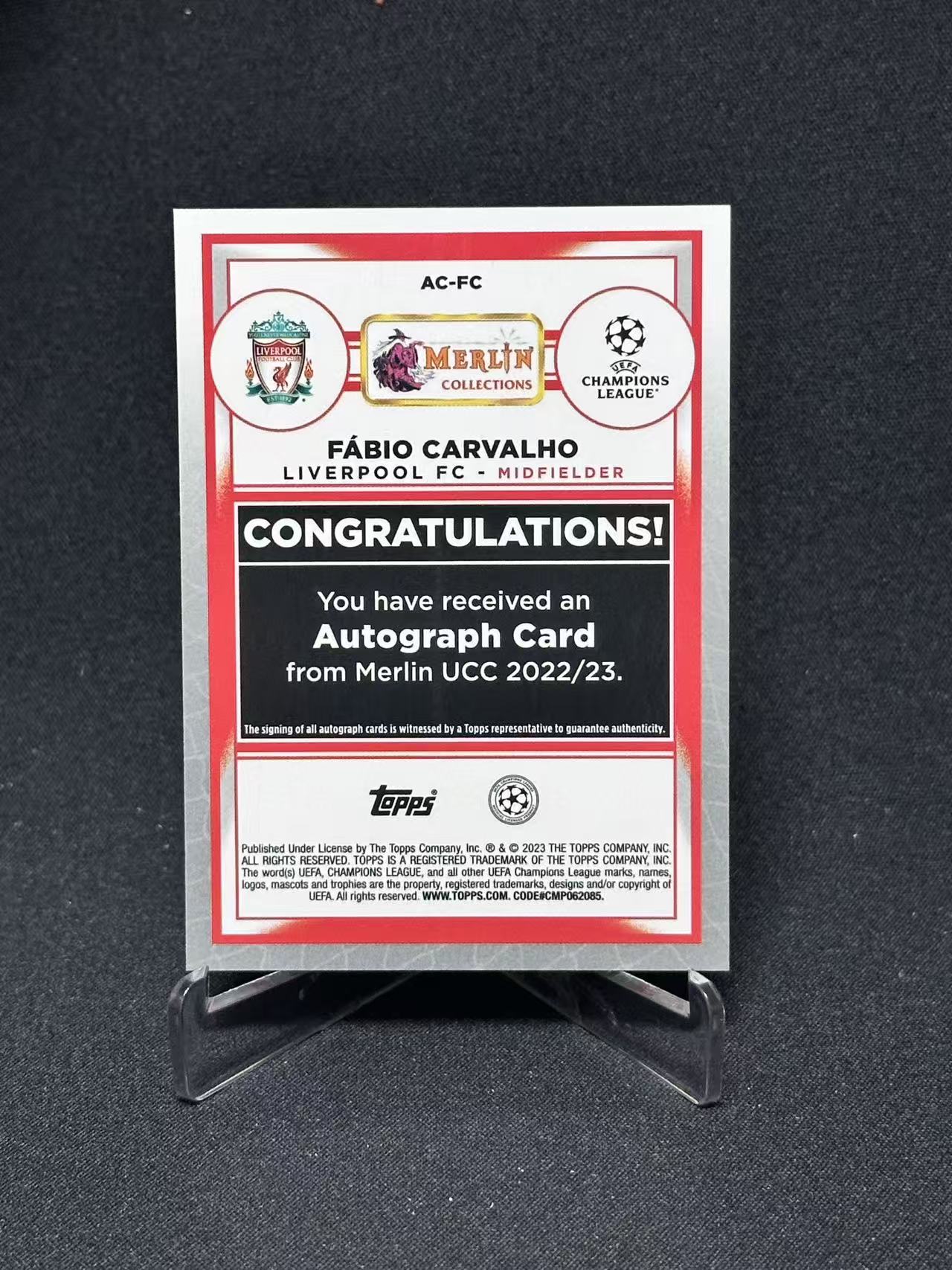 2023 Topps UEFA Champions League fabio carvalho RC 【哆哆卡社】法比奥·卡瓦略 签字 新秀 银折 利物浦葡萄牙中场 卡品如图