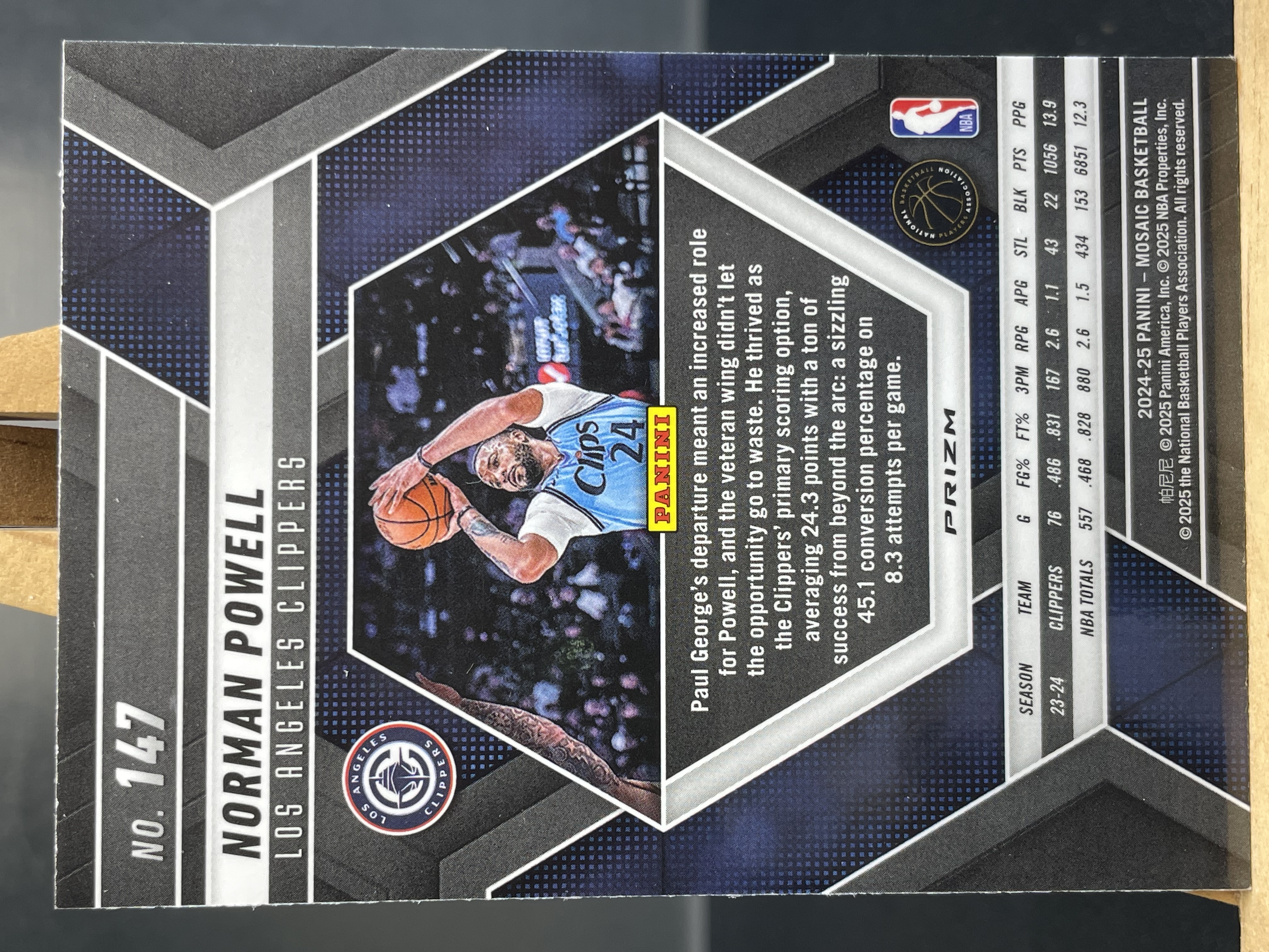 (B6) 2024-25 PANINI 马赛克系列 折射 诺曼 鲍威尔 快船 实卡好看 收藏凑套必备 卡品如图 !!!