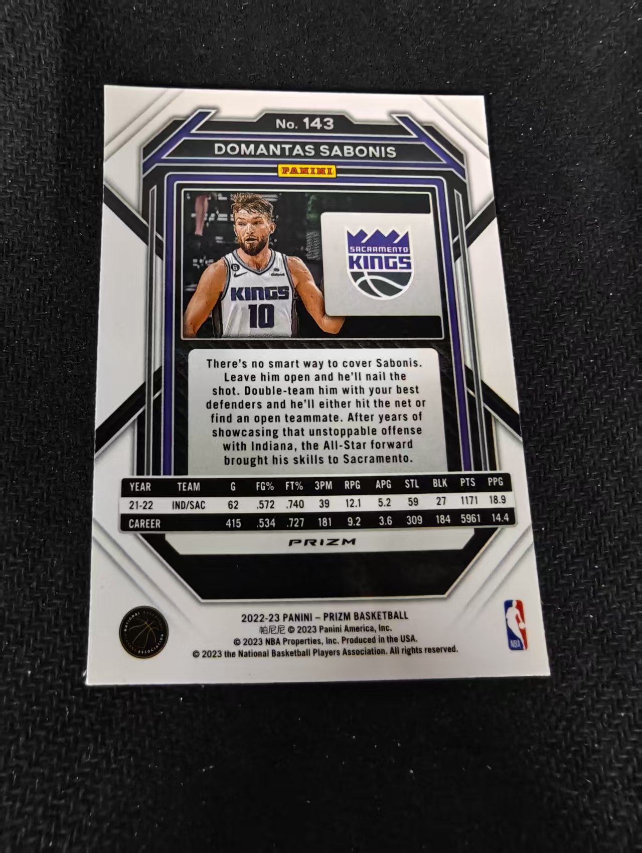 2022-23 Panini Prizm Domantas Sabonis 多曼塔斯 萨博尼斯 国王 红波纹 PZ 划痕 边角瑕疵 #143