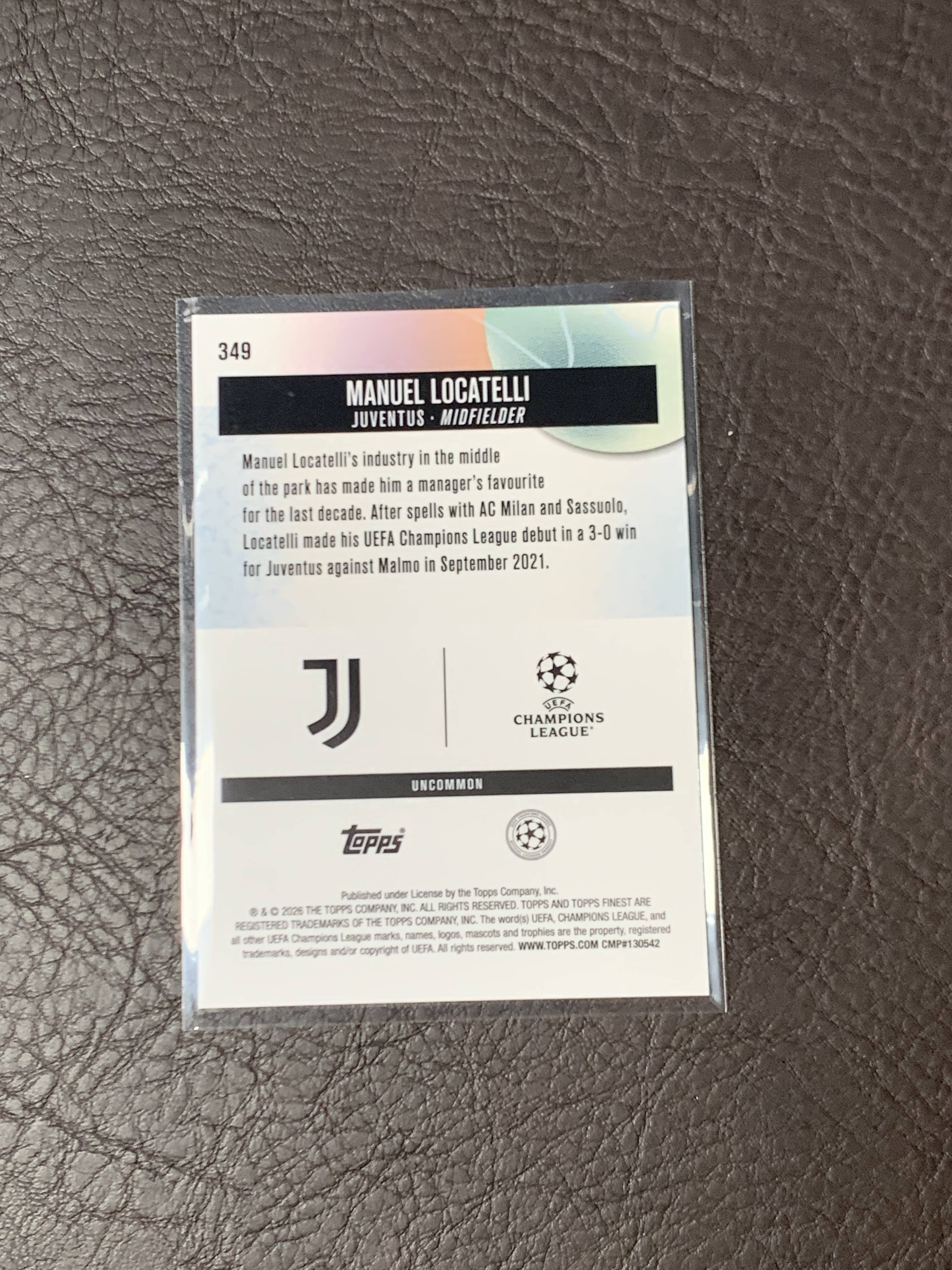 2026 Topps Finest Manuel Locatelli #349 10/40编 欧冠 低编 尤文图斯 珍珠折 稀有