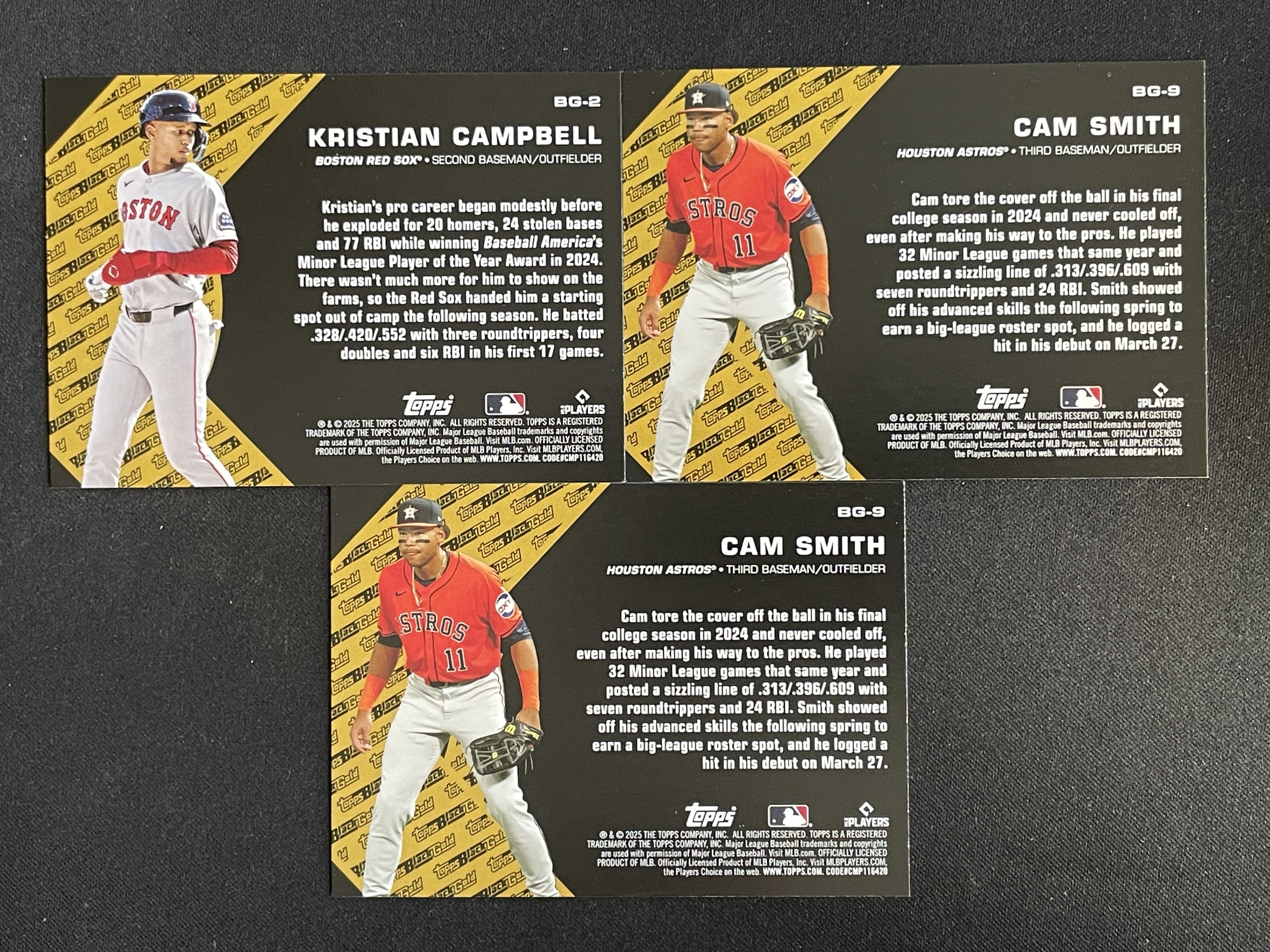 【南昌NOVA】2025 Topps MLB RC 棒球 新秀 坎贝尔 史密斯 折射 Black Gold 黑金 特卡 打包 Z18bobo