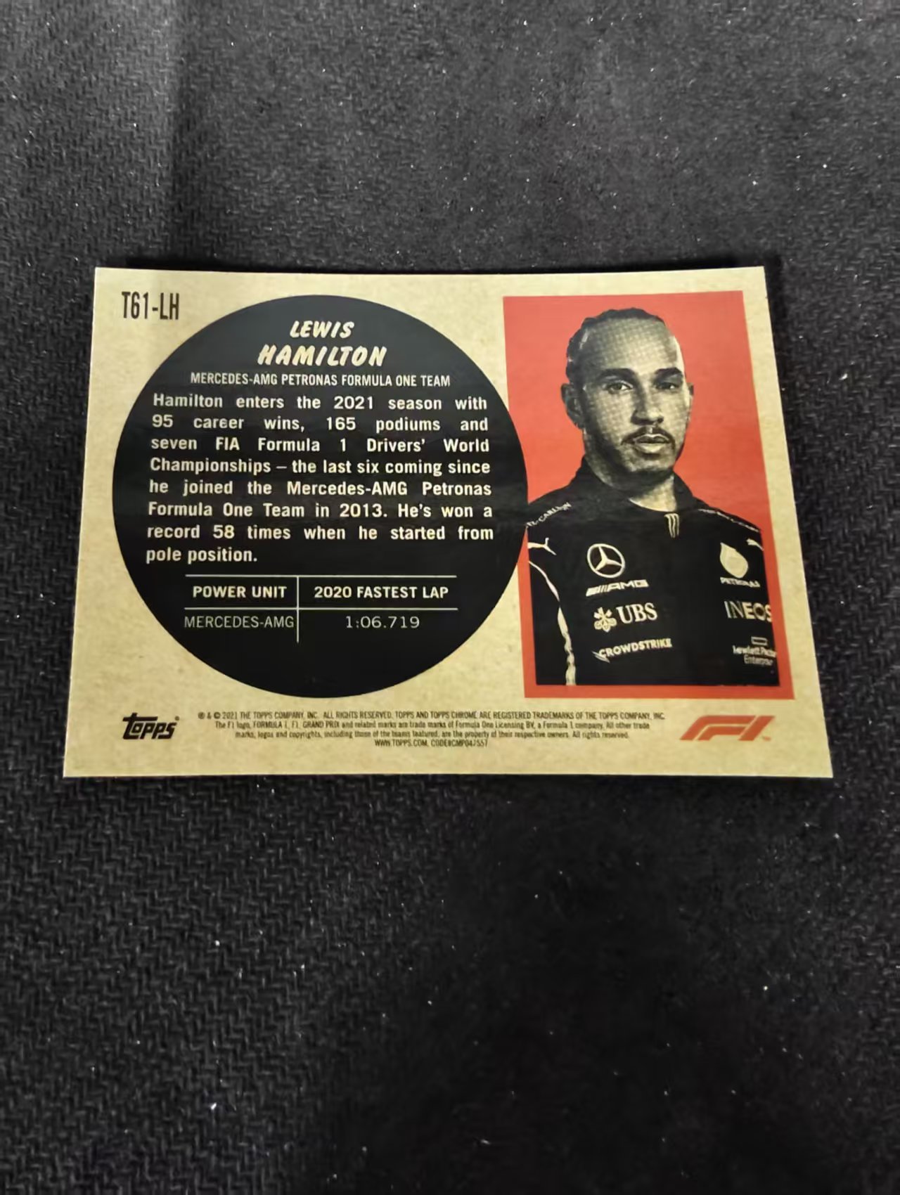 2021 Topps Chrome Lewis Hamilton F1 刘易斯 汉密尔顿 梅赛德斯奔驰 AMG 银折 F1 划痕 边角瑕疵 #LH