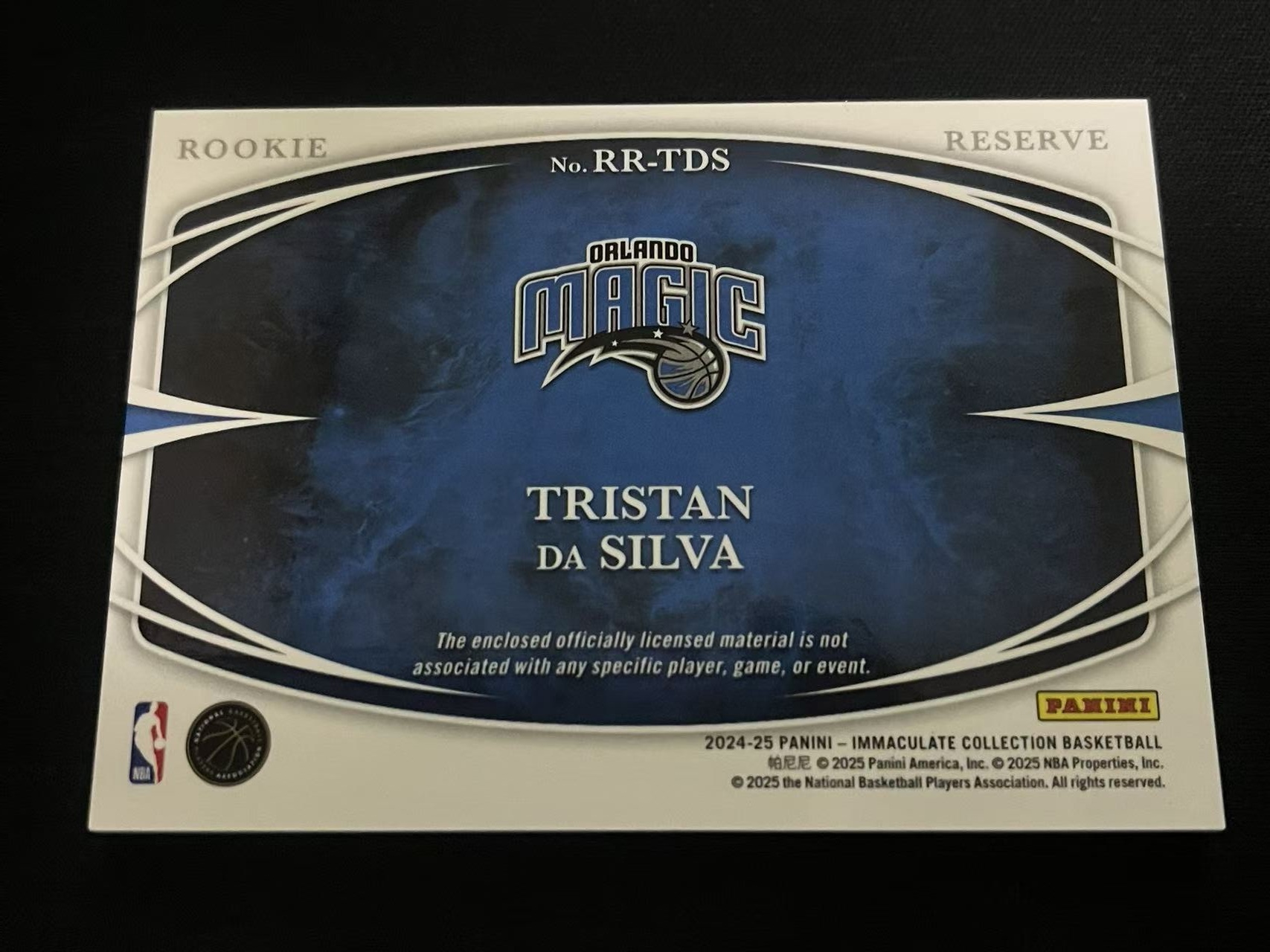 2024-25 Panini Immaculate Collection Tristan da Silva RC 爱咪咪-国际 魔术 特里斯坦-达-席尔瓦 新秀 三窗Patch 1/15编