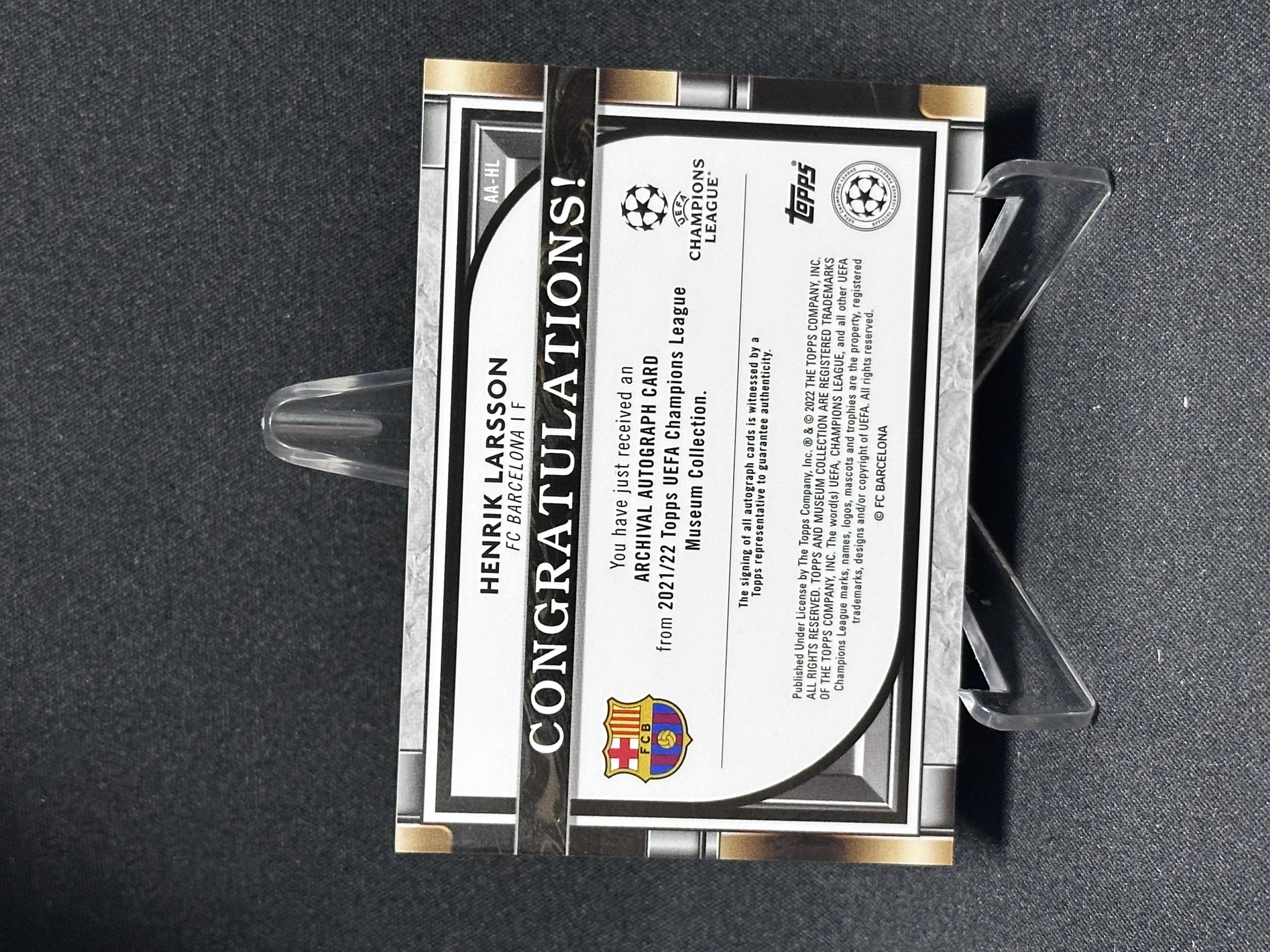 2022 Topps UEFA Champions League Henrik Larsson 【哆哆卡社】亨里克·拉尔森 签字 50编 低编 欧冠 档案签名卡 收藏必入 卡品如图