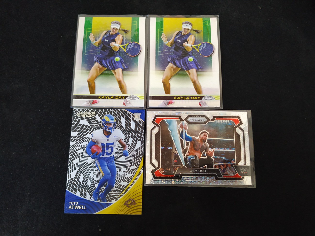 10-23 wfis 601 【钢蛋儿拍卖】 Topps Chrome Panini 编年史 Prizm 4张 银折 凯拉 戴伊 Kayla Day 胶片卡  图图 阿特威尔 Tutu Atwell 银泡泡折 杰 乌索 Jey Uso