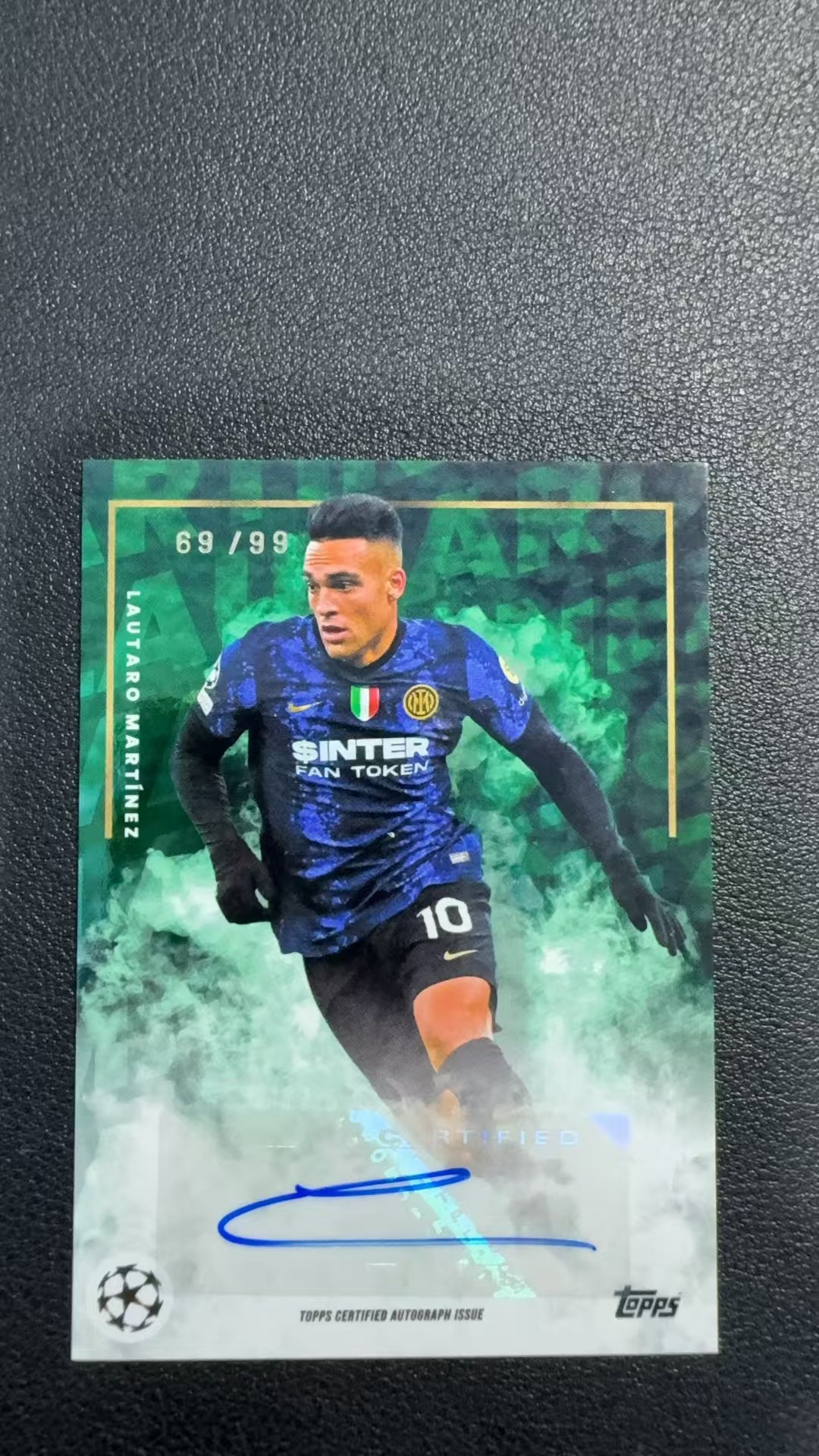 2022 Topps Platinum Lautaro Martinez 欧冠 穆里尼奥 铂金盒 国际米兰 劳塔罗马丁内斯 99编 绿折 完美签字卡品如图 xing