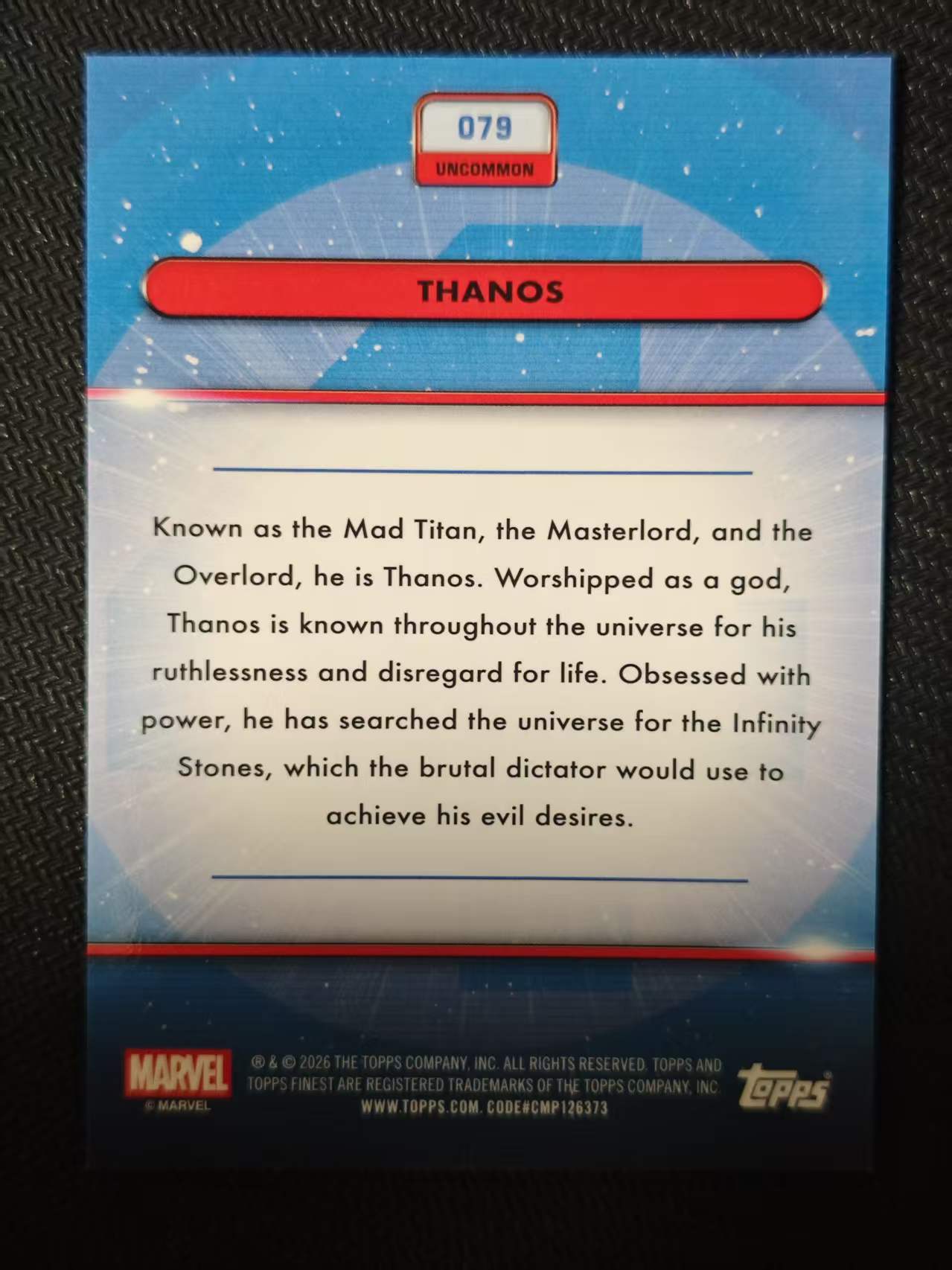 2026 Topps Finest Marvel Thanos 【有品代卖】漫威 MARVEL 灭霸 99编 彩绿色折 Finest 折射 收藏必备 卡品如图/sushi