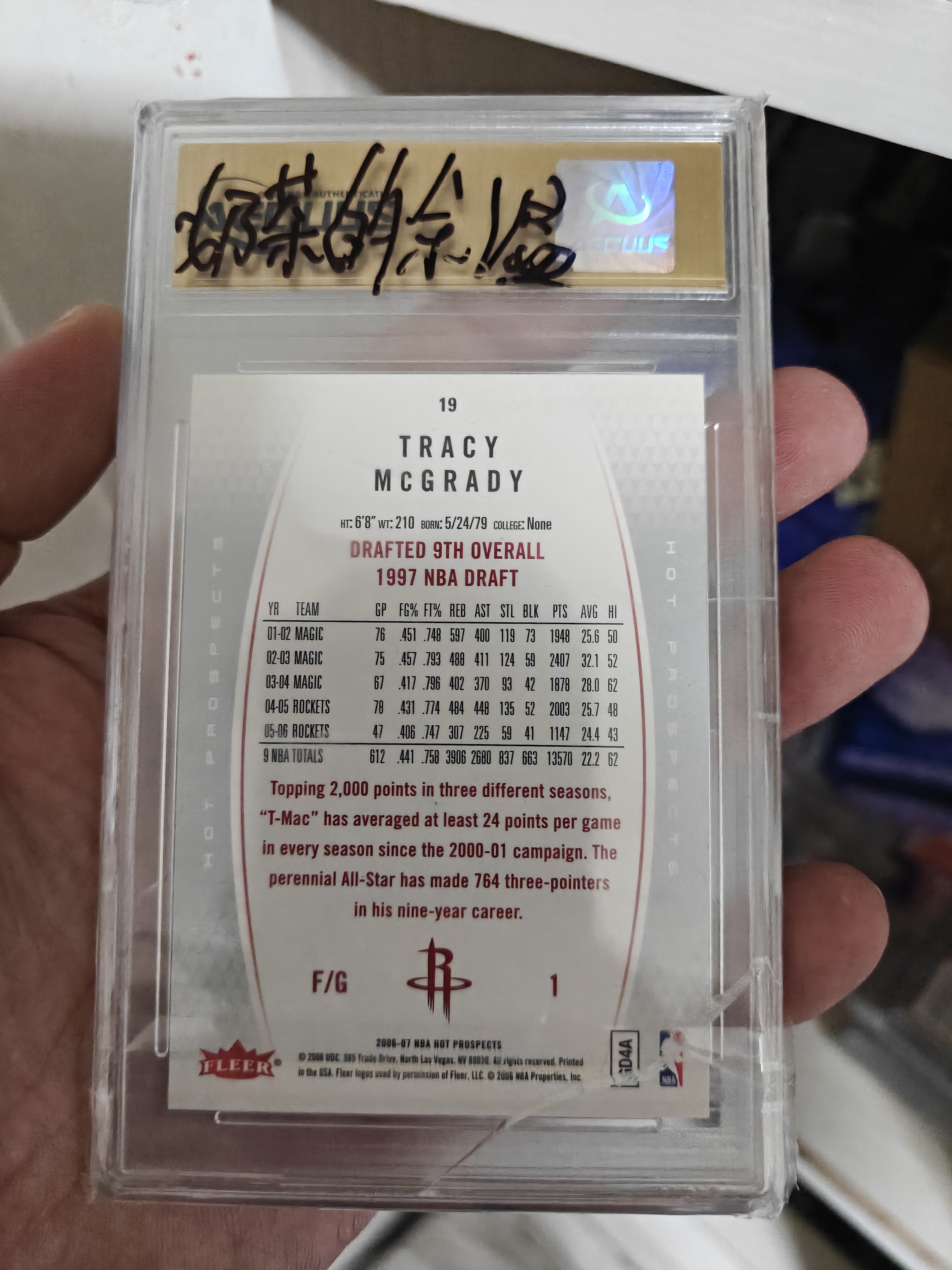 2006-07 Fleer Hot Prospects Tracy McGrady #19 火箭 特雷西 麦克格雷迪 麦迪 巅峰麦迪 评级壳有裂痕