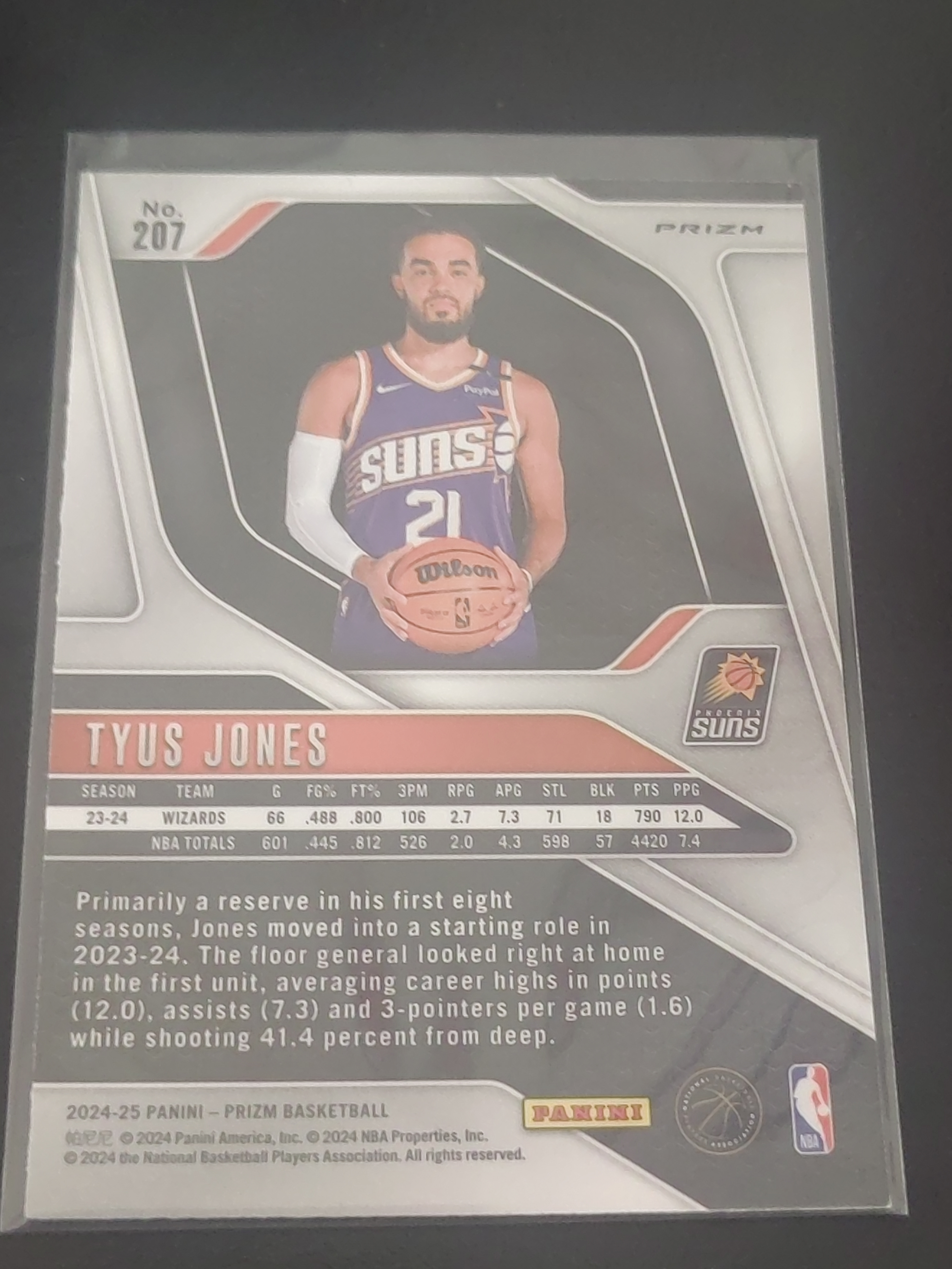 2024-25 Panini Prizm Tyus Jones PZ 白碎冰 泰厄斯琼斯 灰熊 太阳 篮 白边白角 不保卡品 卡品如图