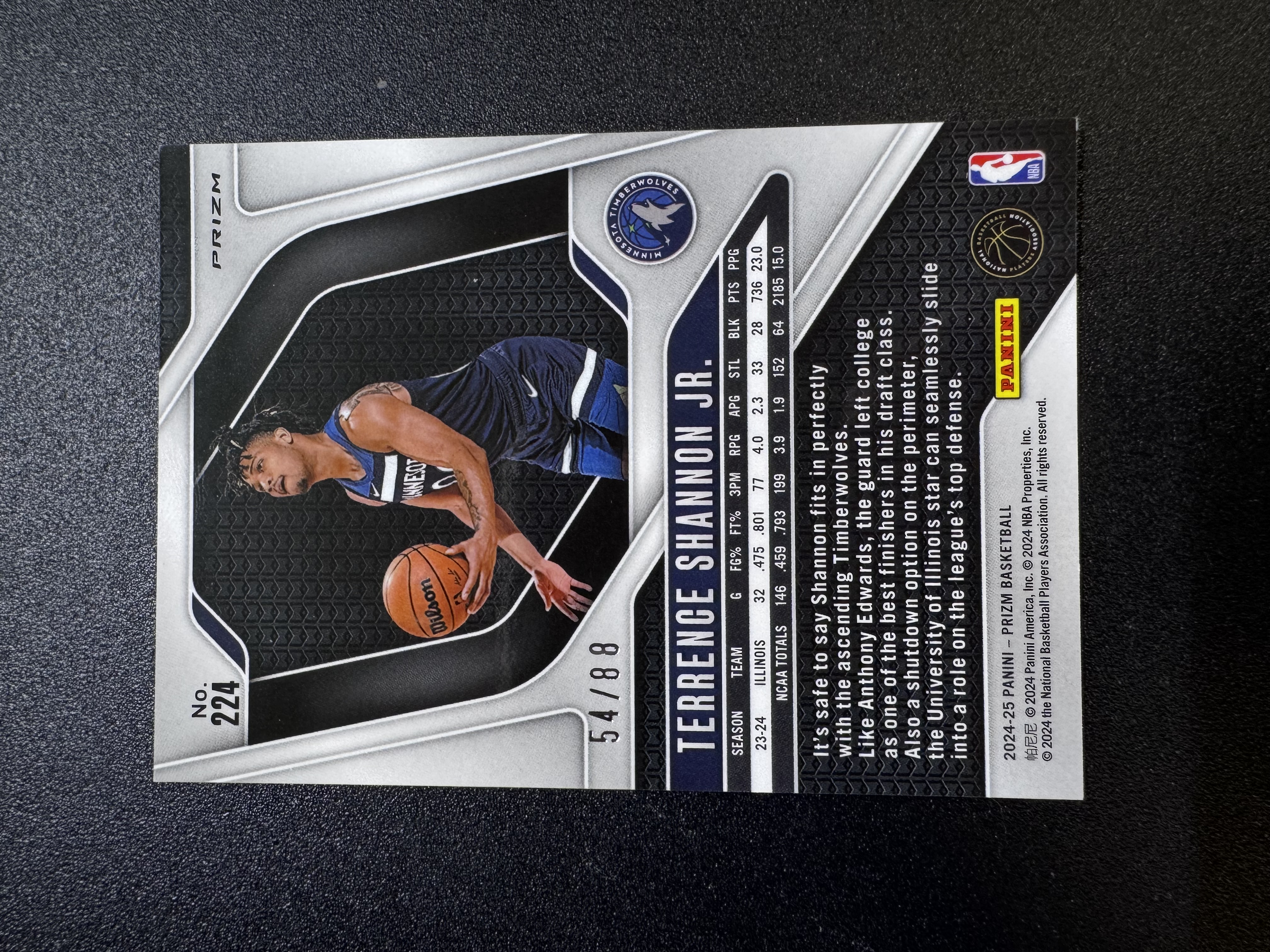 2024-25 Panini Prizm Terrence Shannon Jr RC 小泰伦斯 香农 新秀 RC PZ 54/88编 三色波纹折 卡品如图