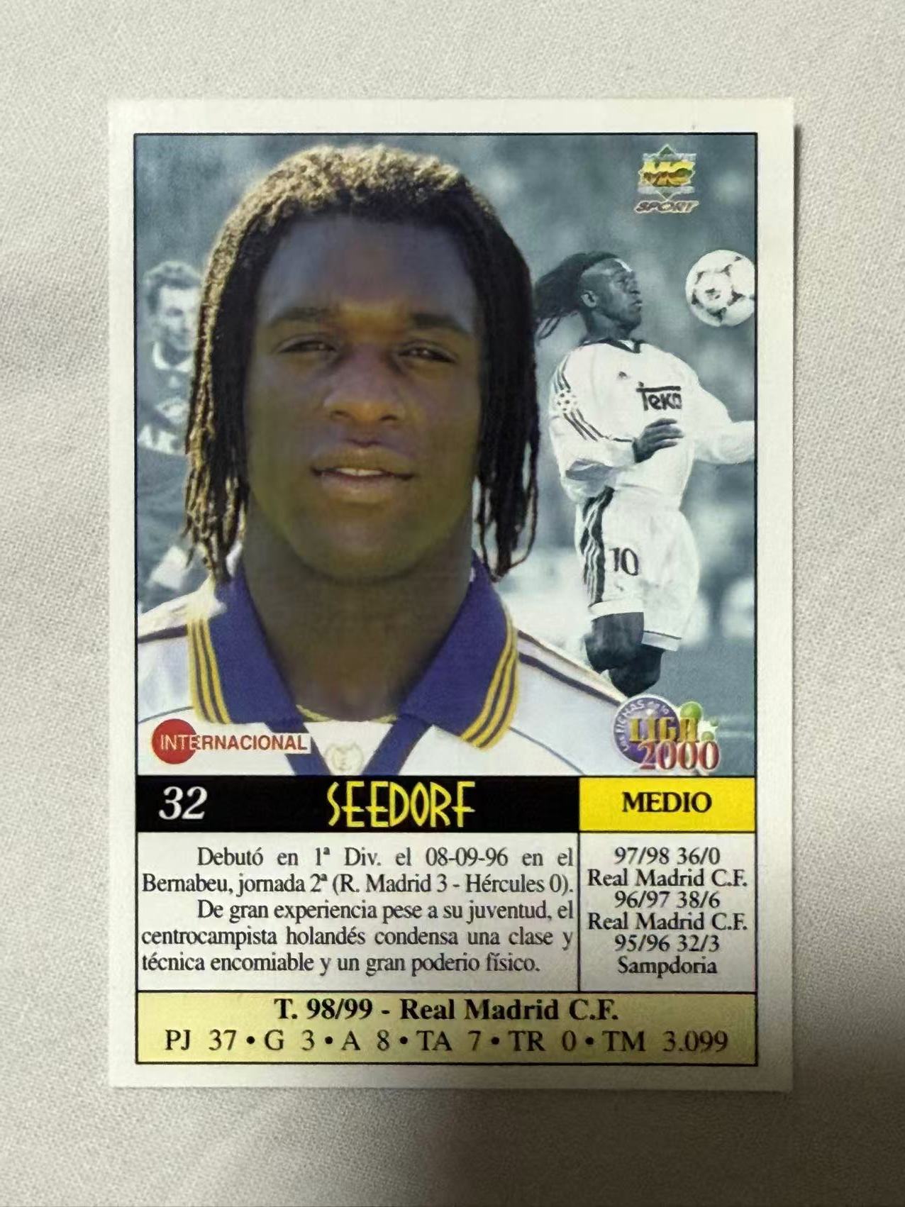 1998-99 MC 西甲 Clarence Seedorf 【mxn拍卖】西多夫 27年老卡 荷兰 AC米兰 国际米兰 皇马 阿贾克斯 桑普多利亚 不发到付