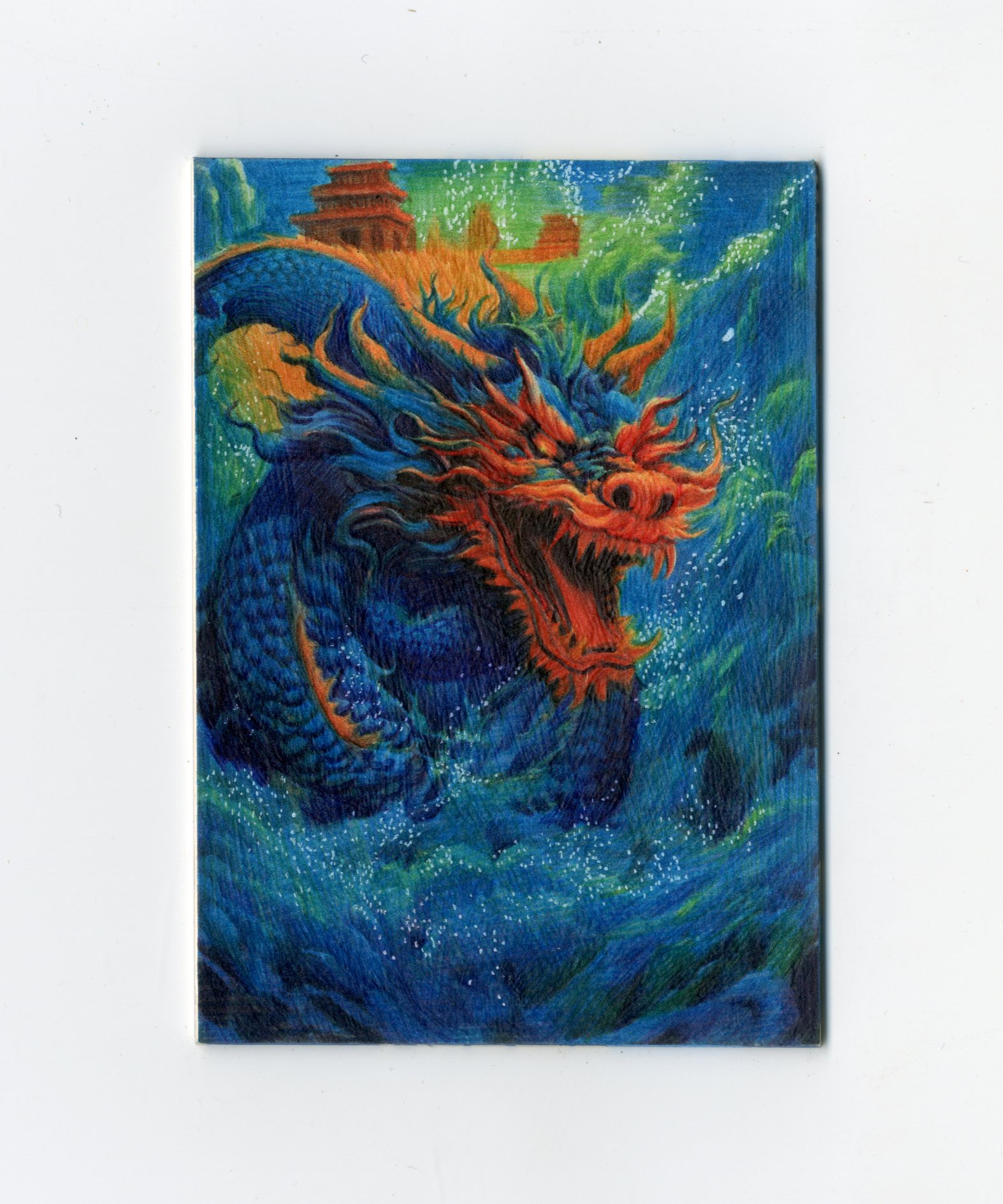 【Jackie杰基拍卖】就是玩工作室 独行时空系列 龙 圆珠笔画 手绘卡 1/1 画师:普化(灯塔)