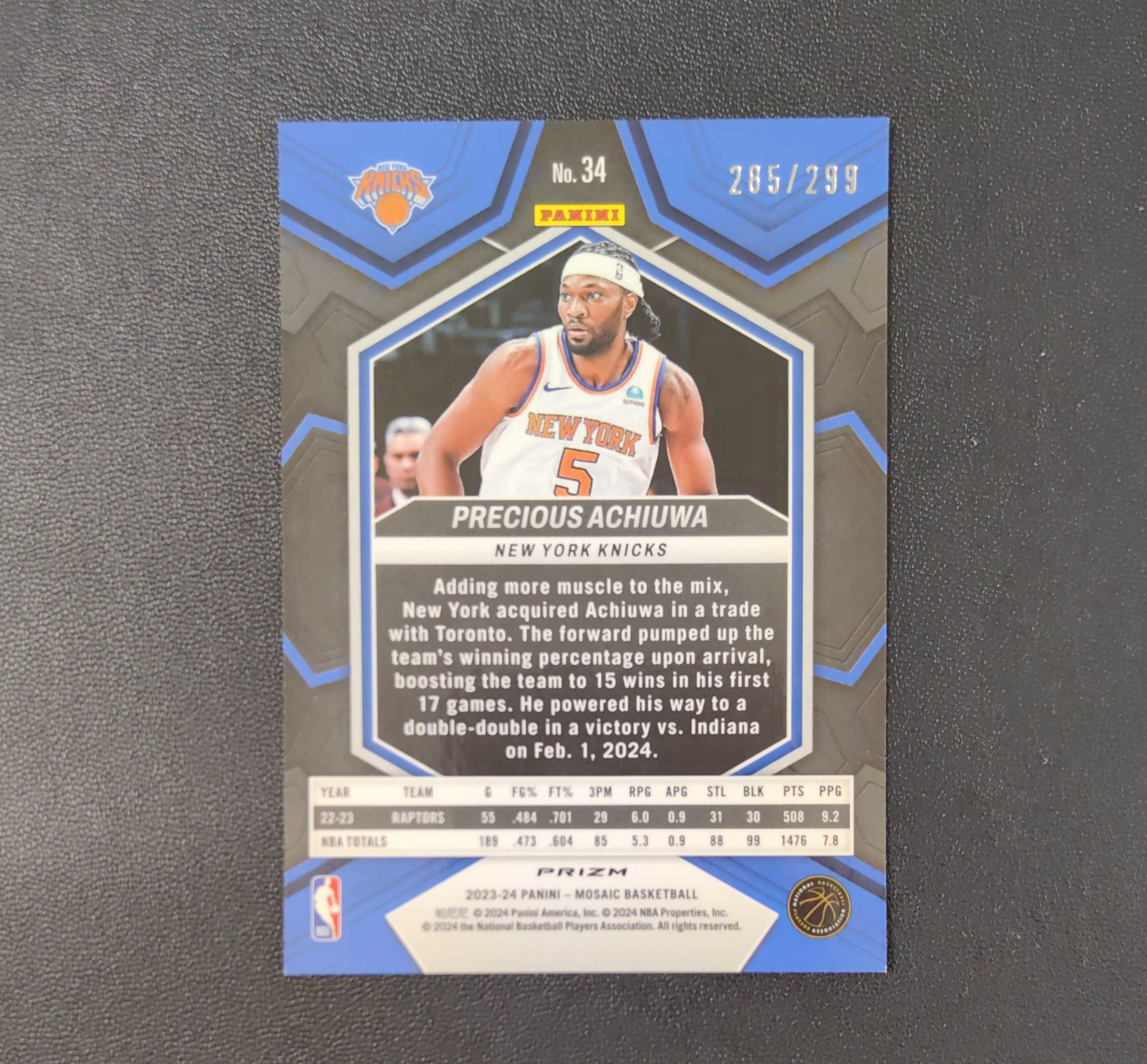 2023-24 Panini Mosaic Precious Achiuwa 普雷舍斯 阿丘瓦 尼克斯 马赛克 299编 东契奇 sga 库里 文班亚马 詹姆斯 多张再拍