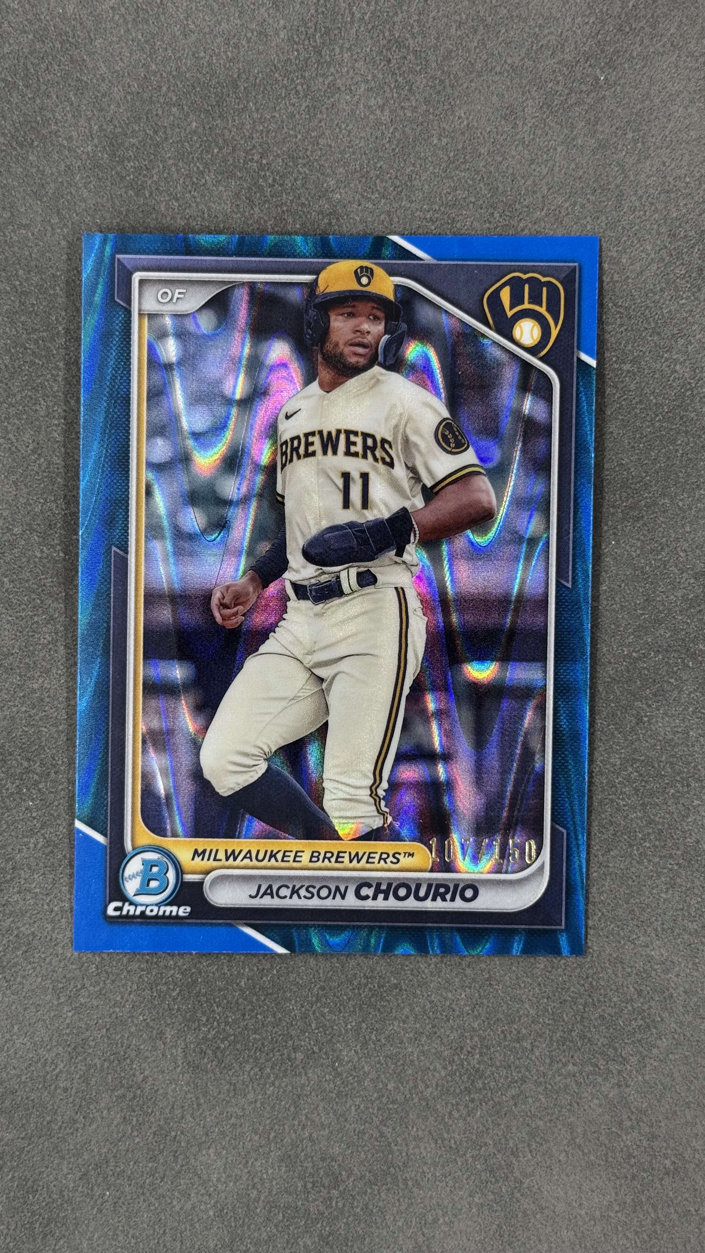 2024 Topps Chrome Jackson Chourio RC 酿酒人队 杰克逊 乔里奥 新秀 蓝宝石 折射 限量/150编 超级新秀 潜力无限 未来可期 实卡好看 凑套收藏必备 一图打包