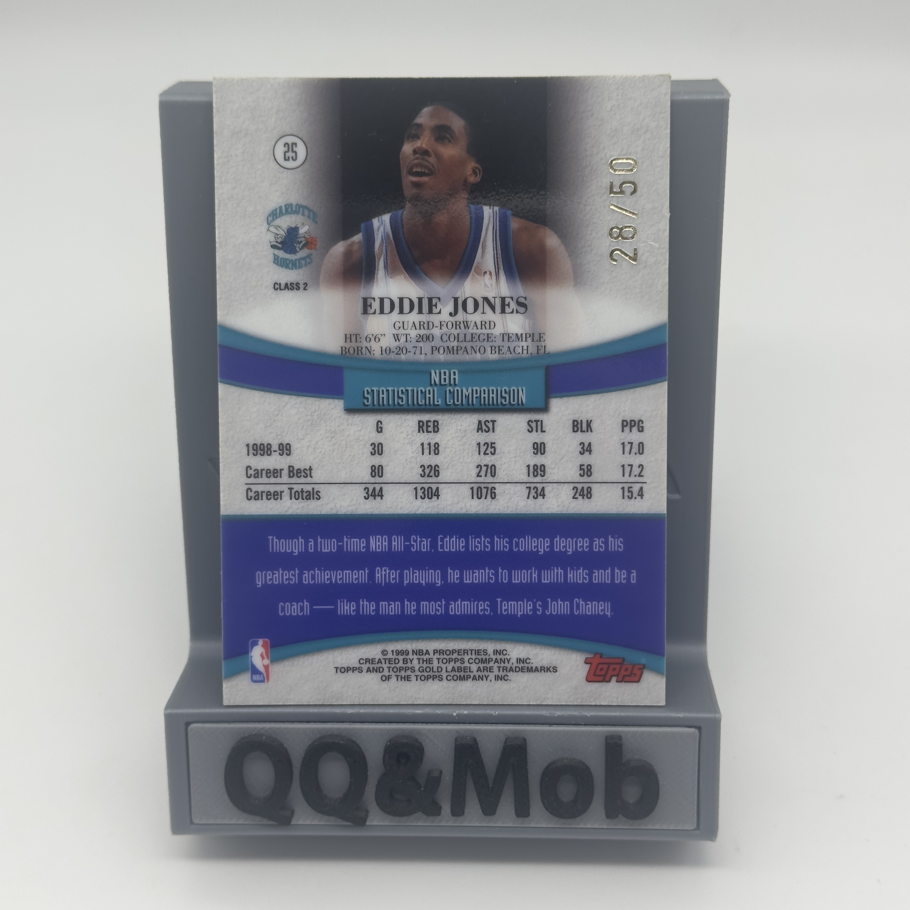 1999-00 Topps Gold Label Eddie Jones 洛杉矶湖人 埃迪 琼斯 EJ 红字 红版 28/50编 Class2 Row2 经典老特 最美折射 专收必备 折射